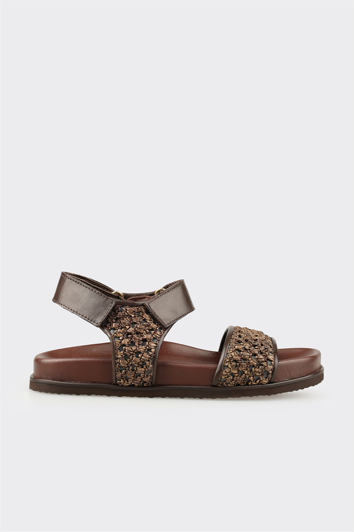 Elle Shoes Kahve Deri Kadın Sandalet