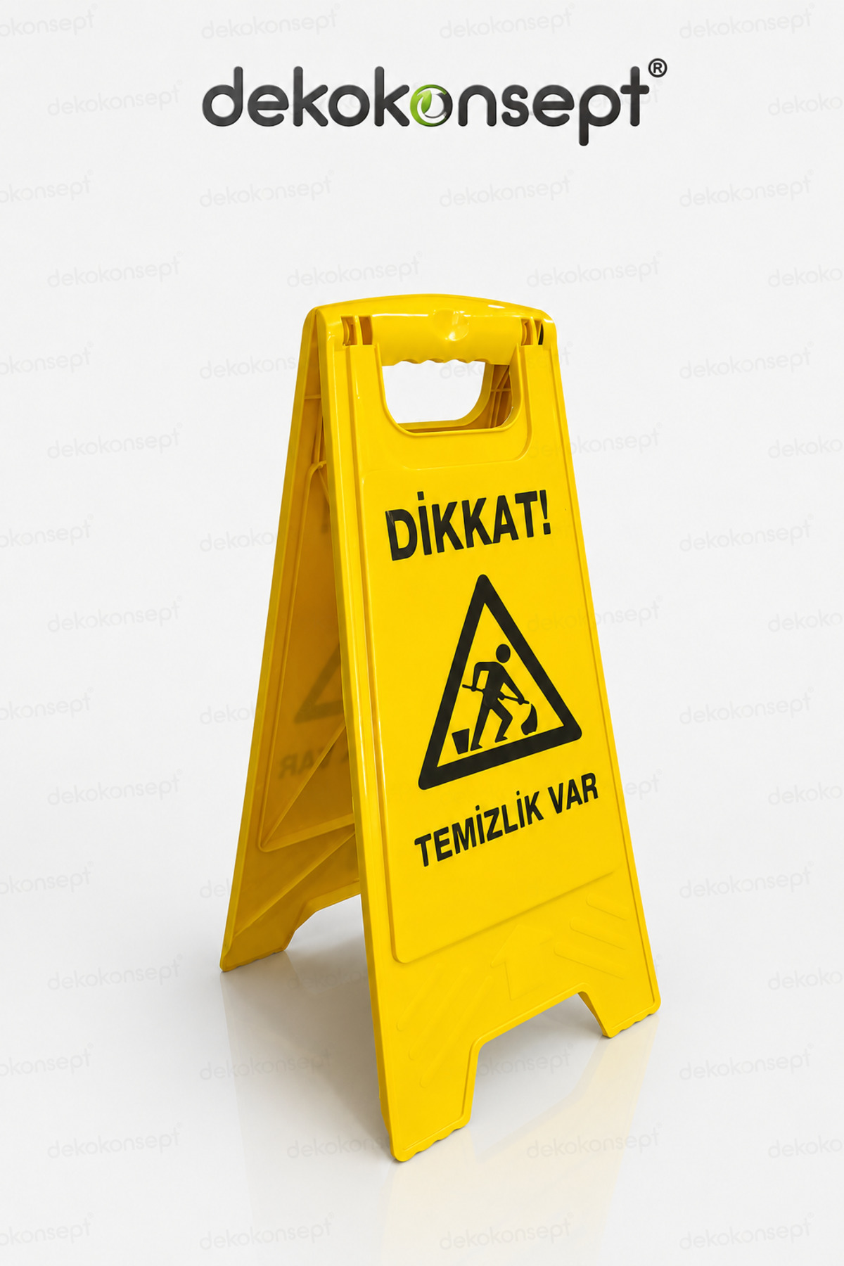 Dekokonsept Dikkat Temizlik Var Katlanabilir Uyarı Levhası Sarı