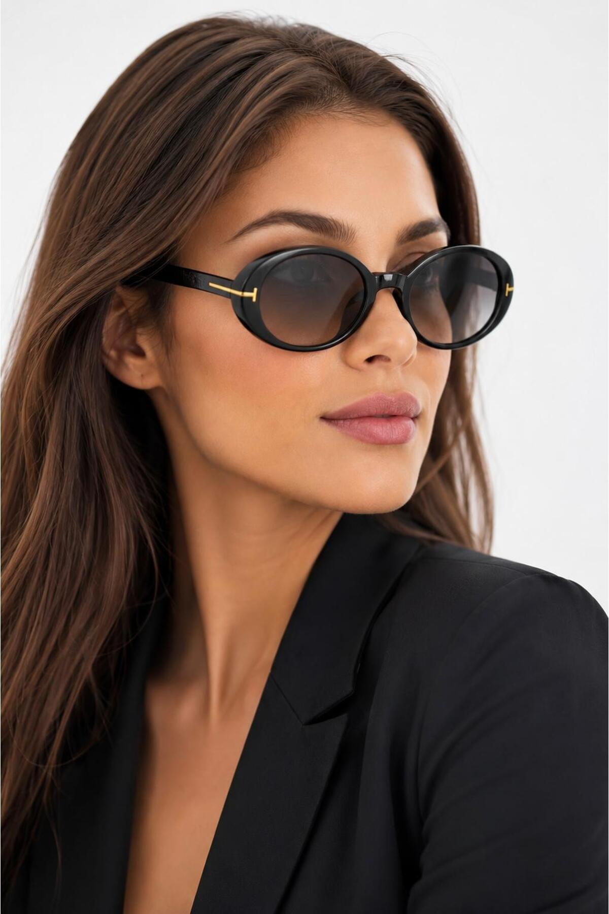 Nilu Moda Premium Lüks Tasarım Oval Güneş Gözlüğü görsel 3