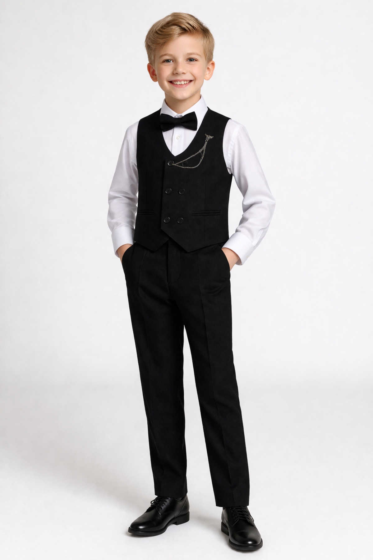 Terry Boy's Vest and Bow Tie Tuxedo Suit