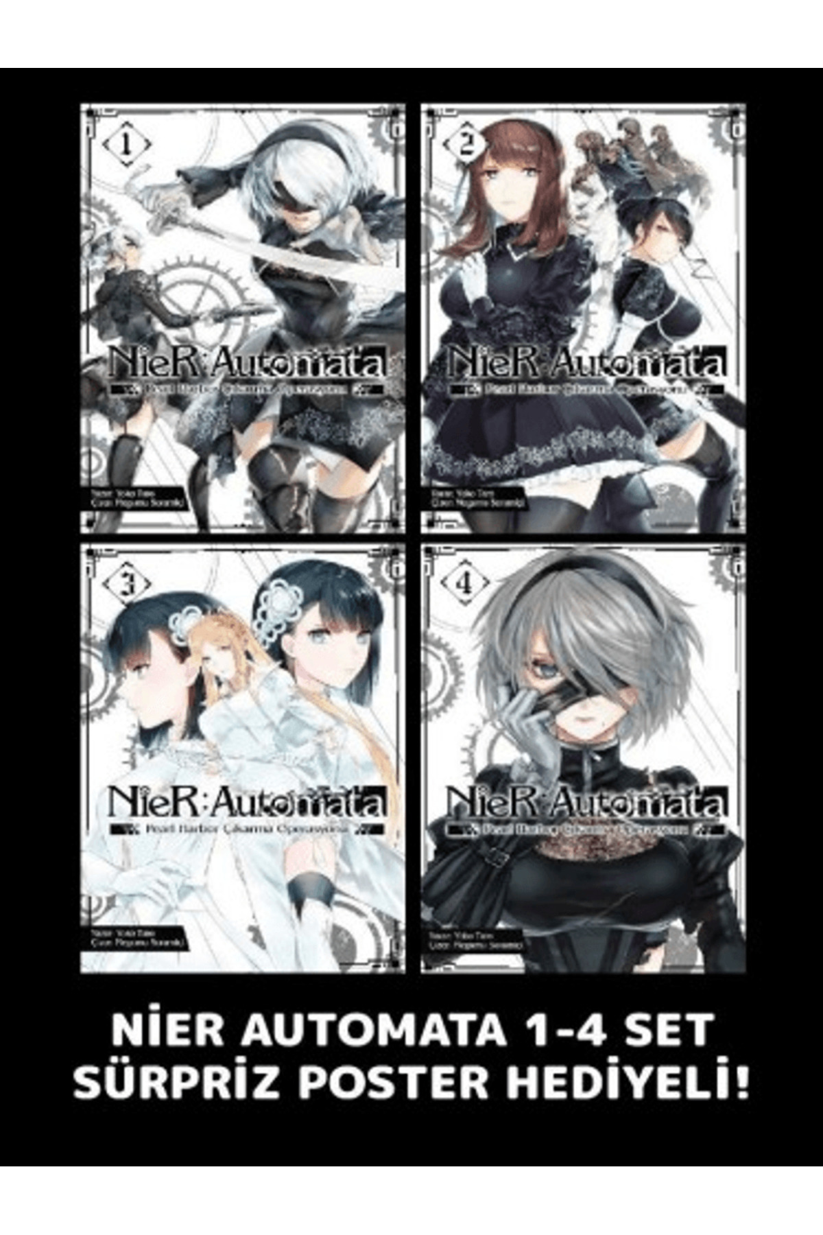 Komik Şeyler NieR: Automata 1-4 Poster Hediyeli Set / Megumu