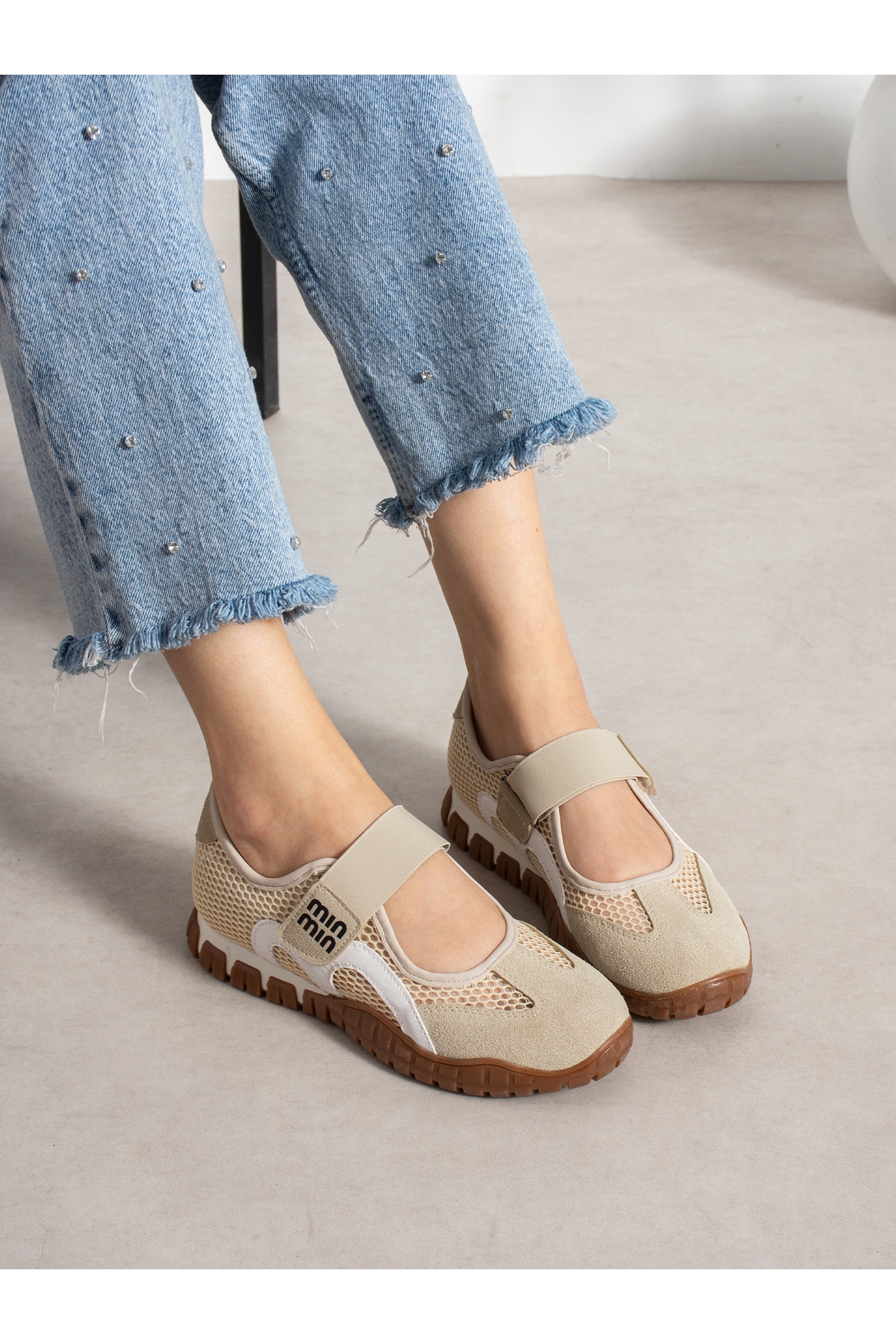 ALEMDAR AYAKKABI MENDO Krem Kadın Sneakers görsel 3