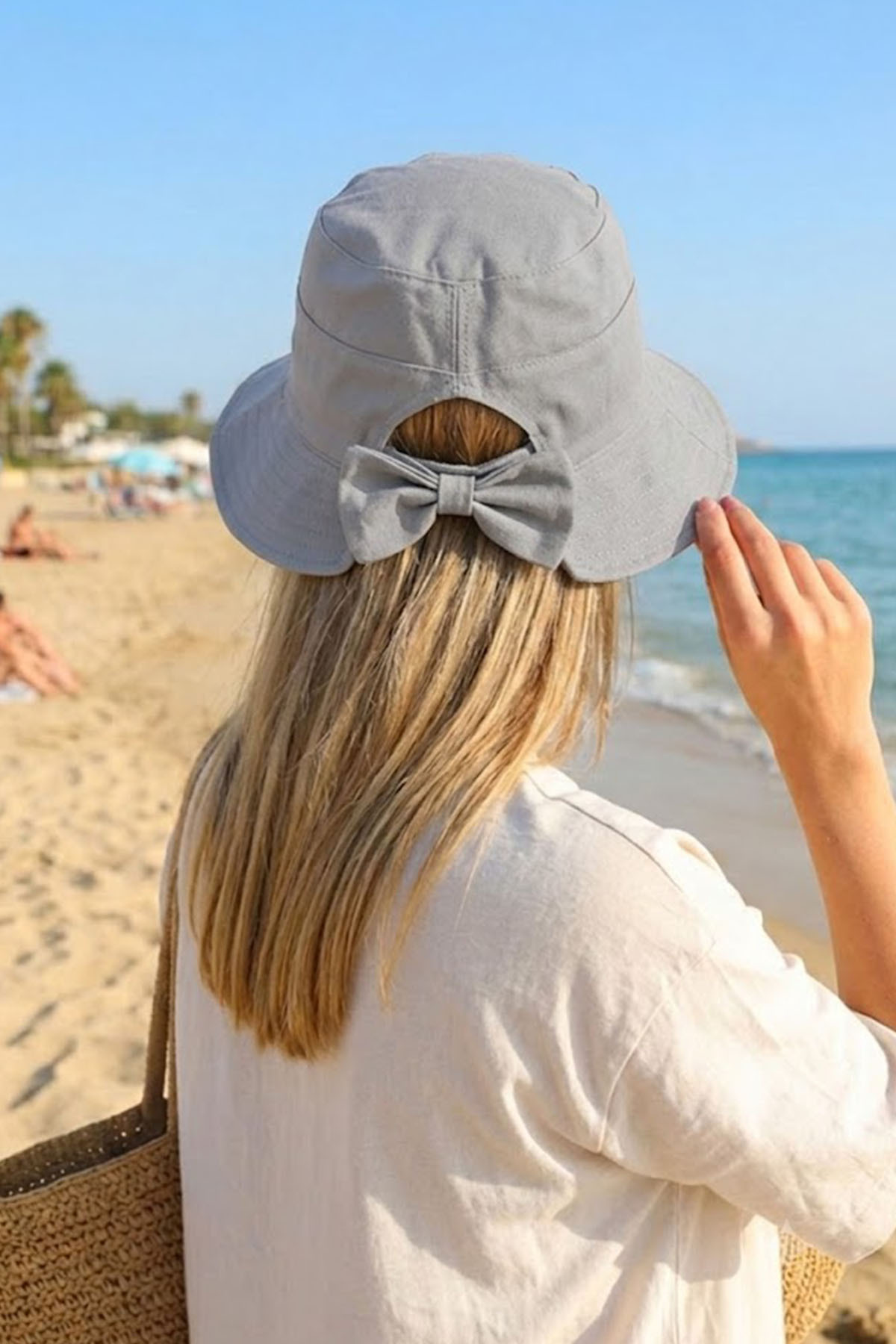 Ritagarcia Kadın Fiyonk Detaylı Kova Şapka - Arkası Ayarlanabilir Cırt Cırtlı Bucket Hat görsel 5