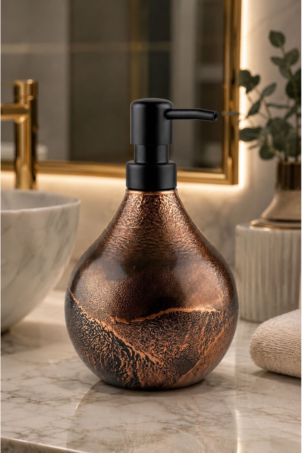 Celina Glass Liquid Soap Dispenser || BLACK COFFEE || Modern Luxury Bathroom Accessory Decorative Liquid Soap Dispenser Soap Dispenser Countertop Sink for Bathroom & Kitchen || BLACK PUMP || Dishwashing Detergent Hand Soap