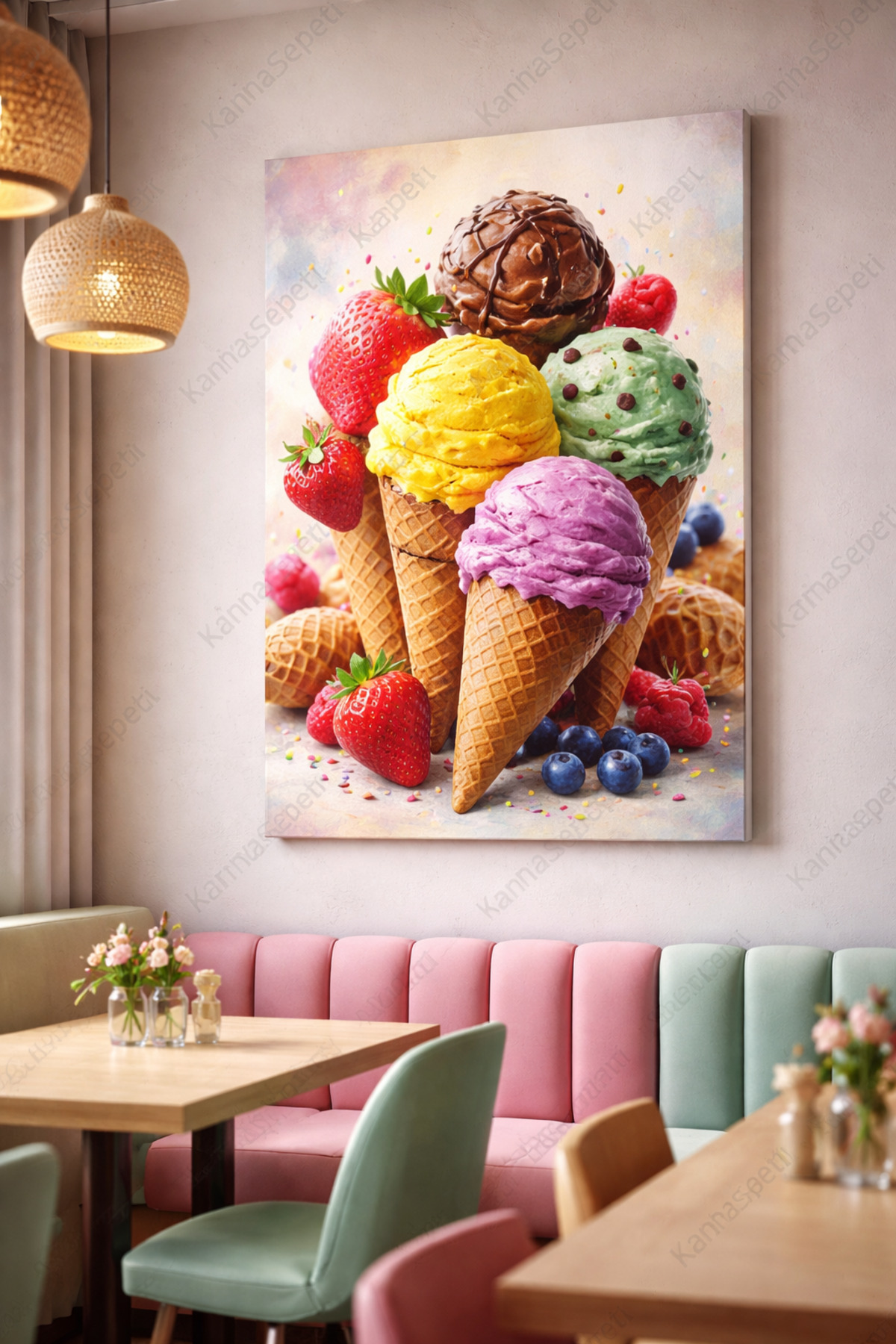 Taze Dondurma Temalı Kanvas Tablo - 80x60 cm