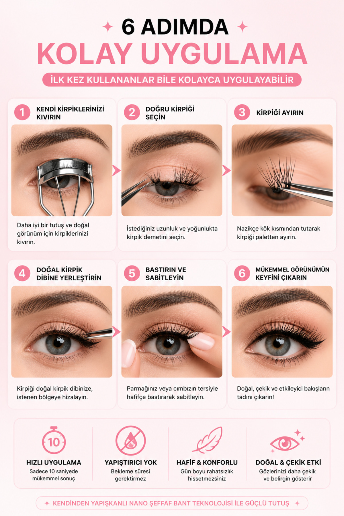 Yapıştırıcısız Kendinden Yapışkanlı Takma Kirpik/ Fox Eye Kısadan Uzu­na Gözü Çekik Gösteren Cat Eye Kirpik Paleti — ALR-GLUEEFREEFOXEYE001 — تصویر 7 از 9