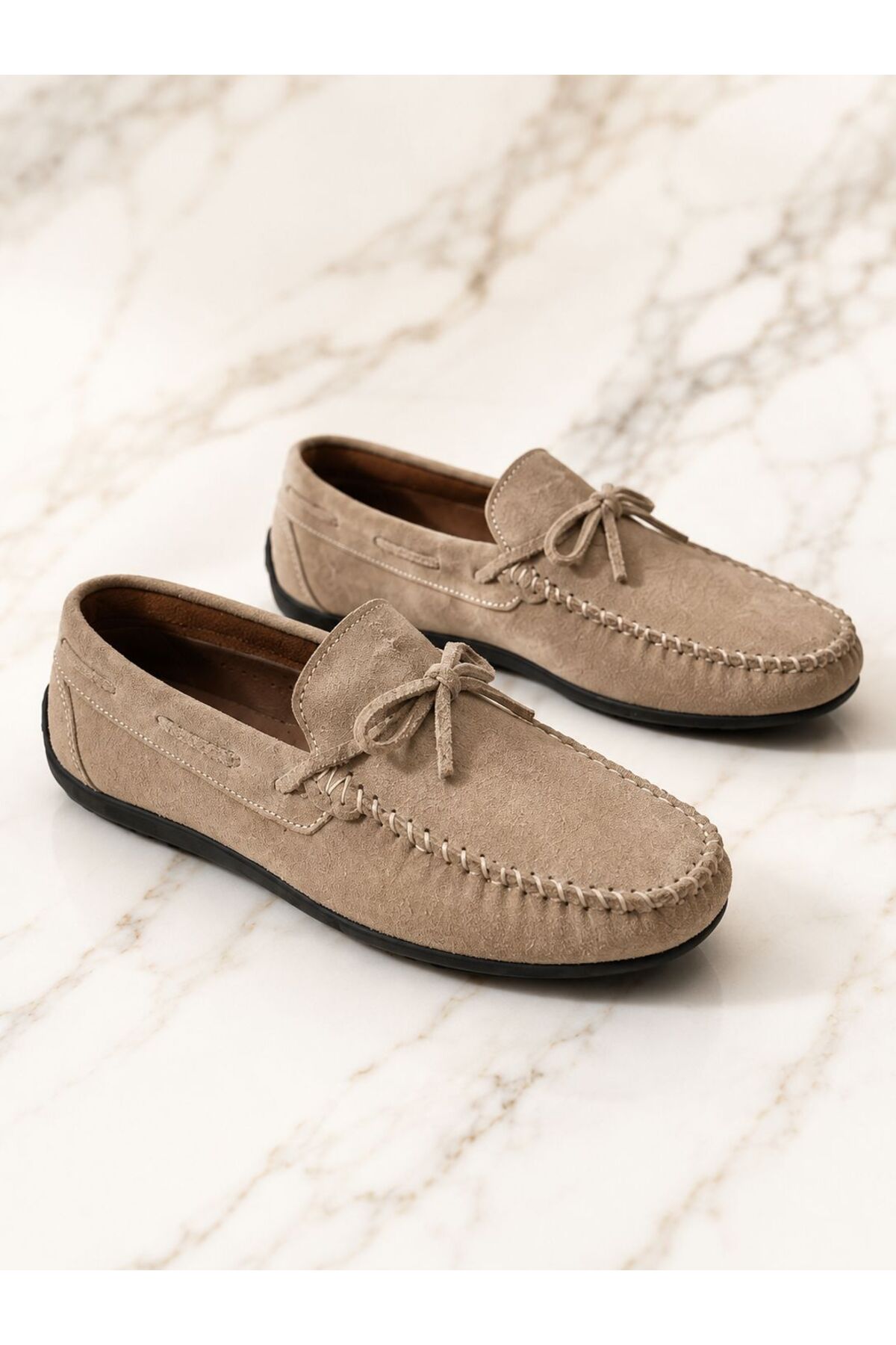 ROYSHOES Erkek Rok kum-bej deri loafer ayakkabı görsel 3