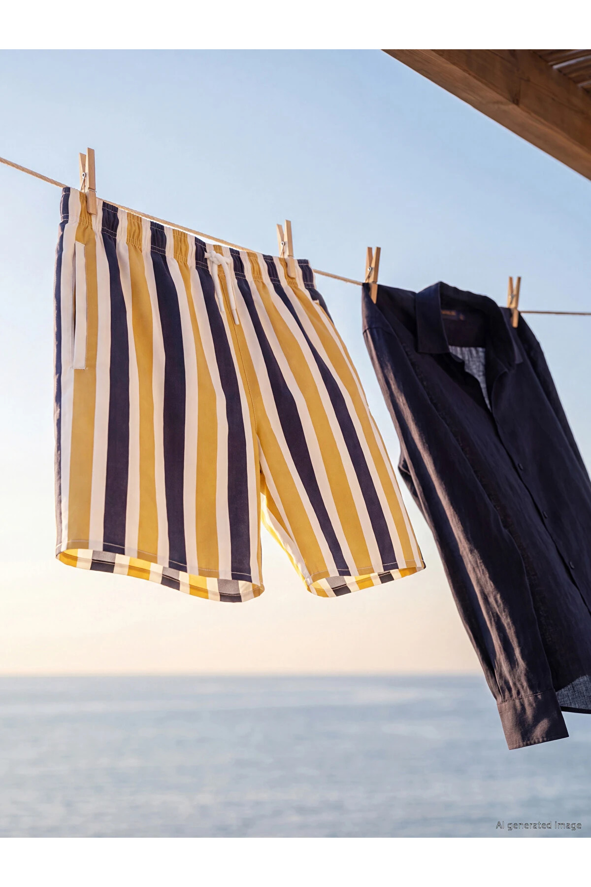LC Waikiki Lcw Swimwear Yellow Short Length Striped Men's Swim Shorts