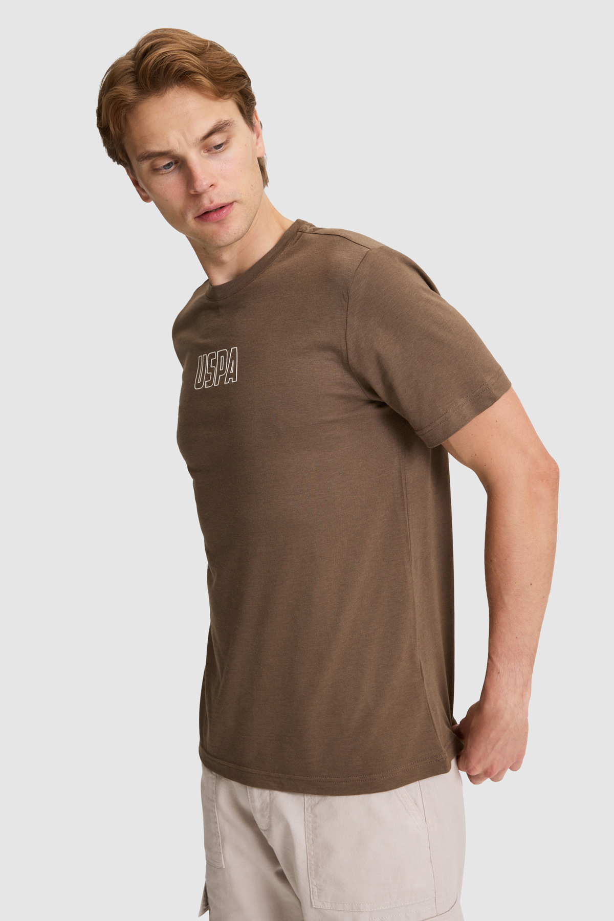 U.S. Polo Assn. Erkek Kahverengi Regular Fit Bisiklet Yaka Tişört 50327159-VR029 görsel 3