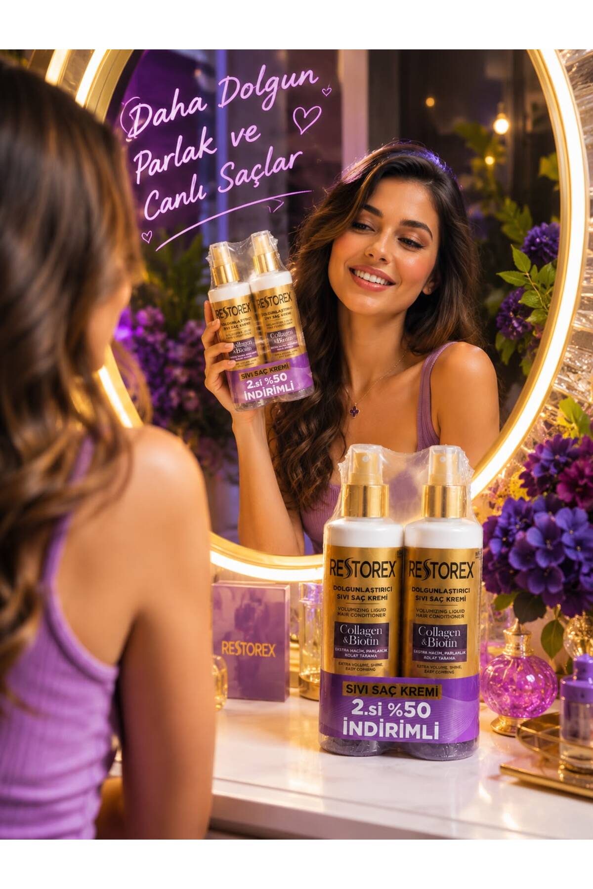 ORİON GLOBAL Restorex Collagen & Biotin Dolgunlaştırıcı Sıvı Saç Kremi 2+1 - 200 ml – Durulanmayan Saç Bakım Spreyi, Hacim Veren ve Kolay Tarama Sağlayan — RCBDSÇK1