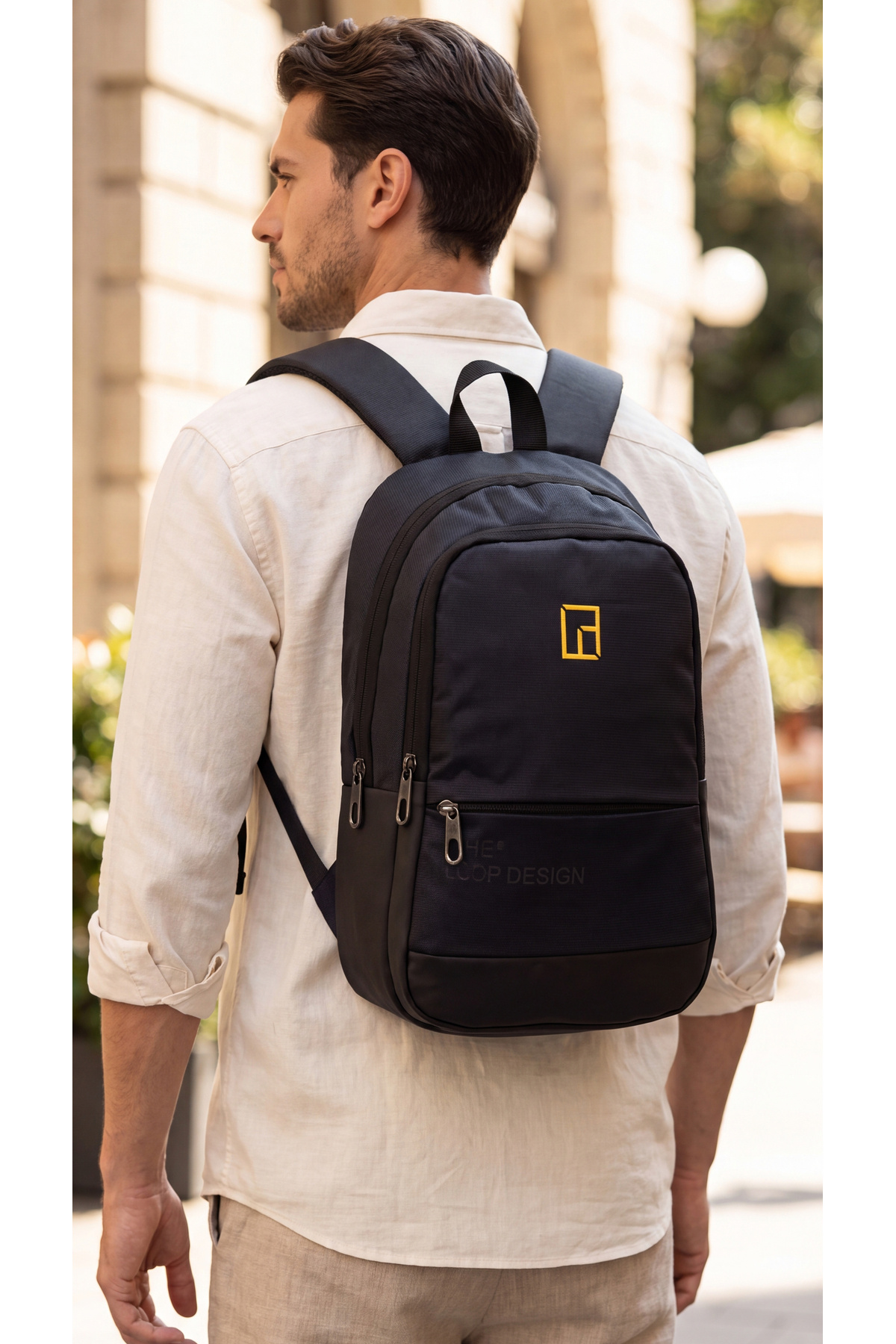 the loop design Unisex Mini Sırt Çantası, Çok Gözlü Günlük Sırt Çantası görsel 3