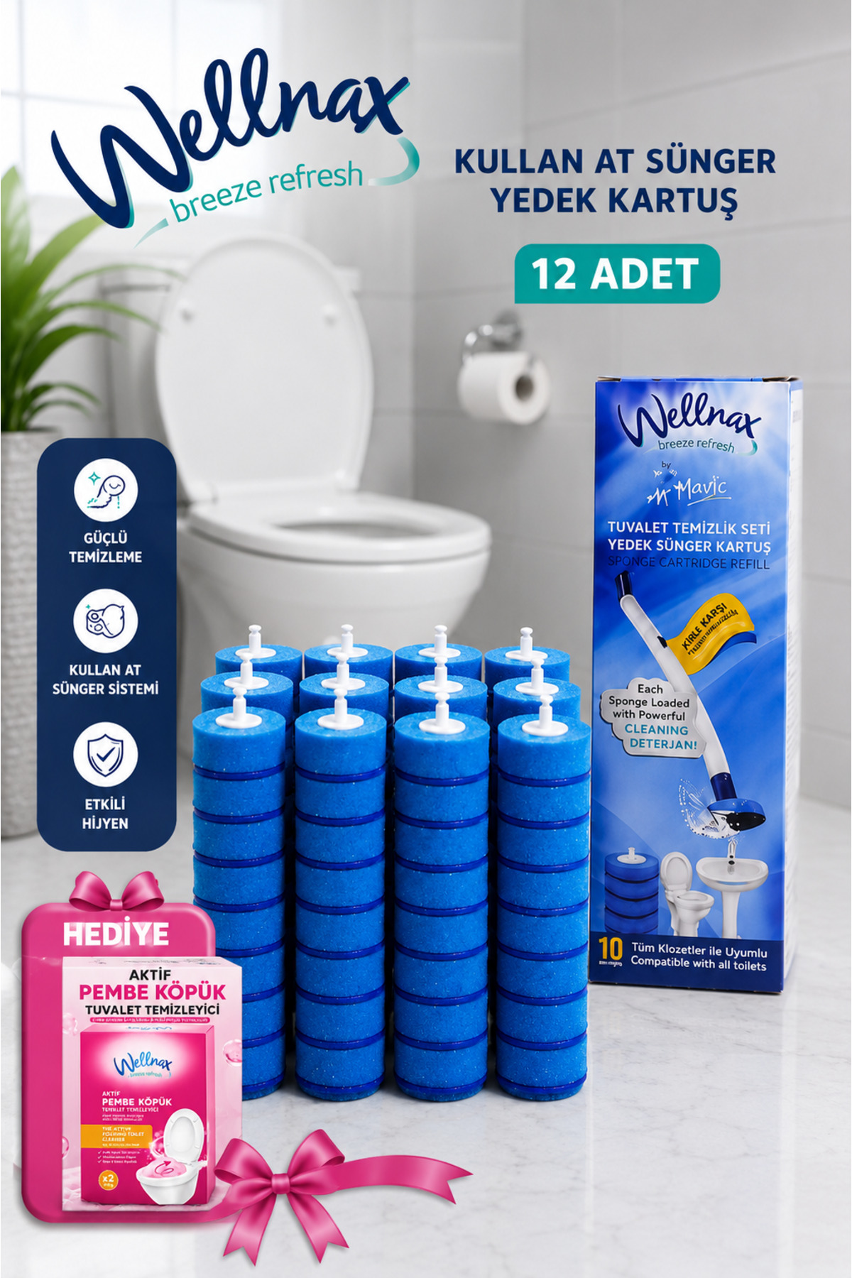 Wellnax breeze refresh Kullan At 120 Adet Deterjanlı Tuvalet Yedek