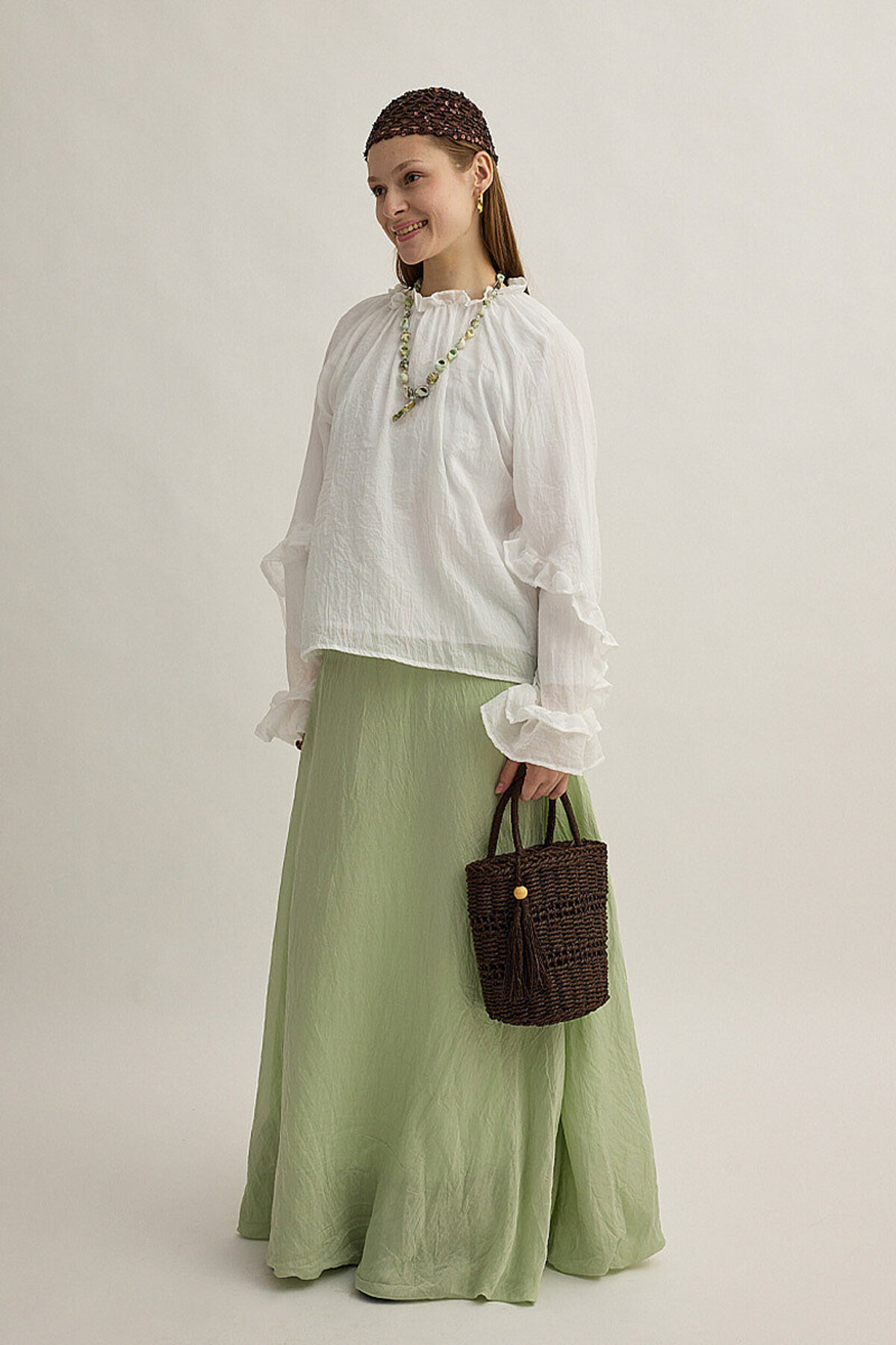 【新品未使用】Lure you in / Bouquet frill tops ZÜLAYS Kolu Fırfırlı Bluz Yeşil - Fiyatı, Yorumları