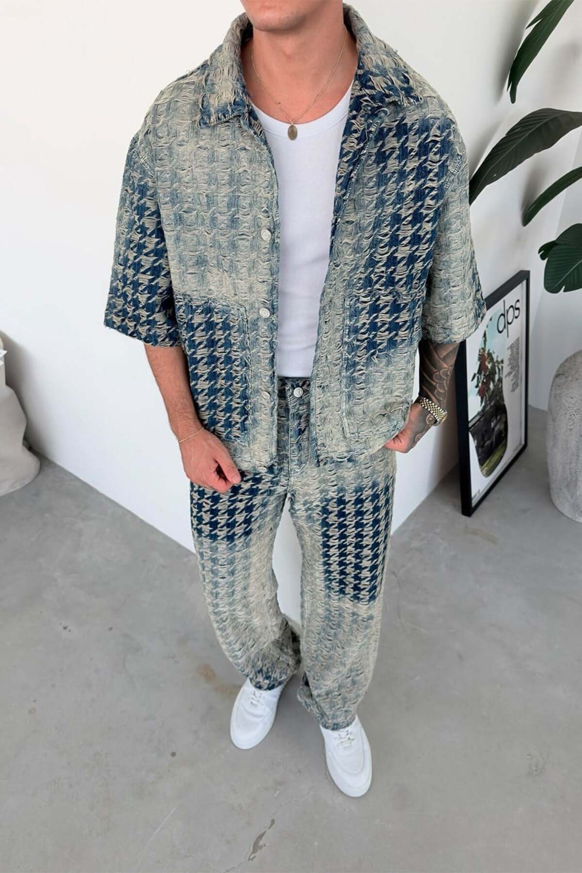 HAFKA Eskitme Mavi Storm Wash Boxy Fit Kot Ceket