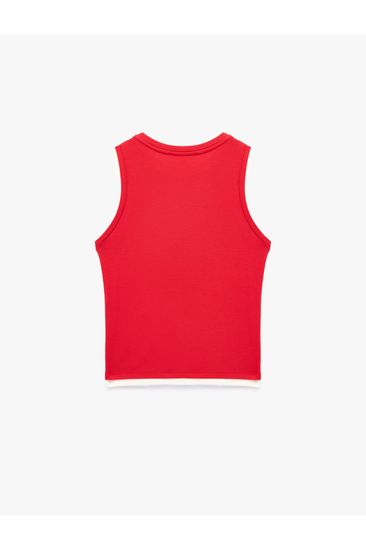 Koton Renk Kontrastlı Katmanlı Slim Fit Bisiklet Yaka Kolsuz Fitilli Bluz görsel 2