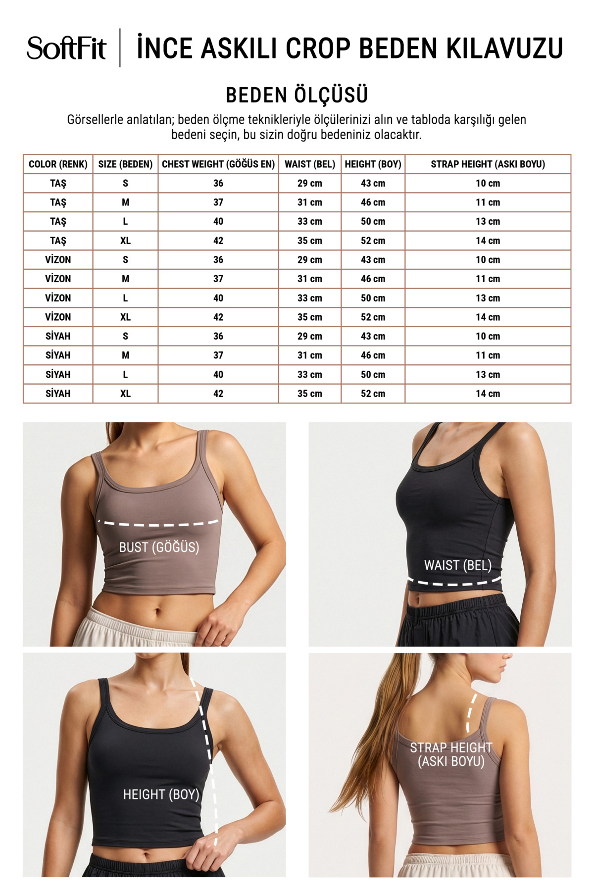 Kadın İnce Askılı Pamuklu Modal Crop 3'lü - SoftFit 6
