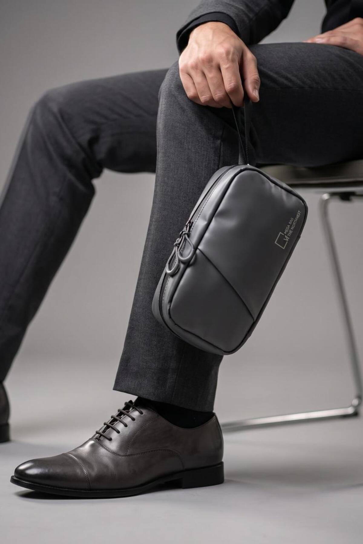 byhakan Mega 1037 Erkek El Portföyü El Çantası Clutch Çanta Traş Çantası GRİ