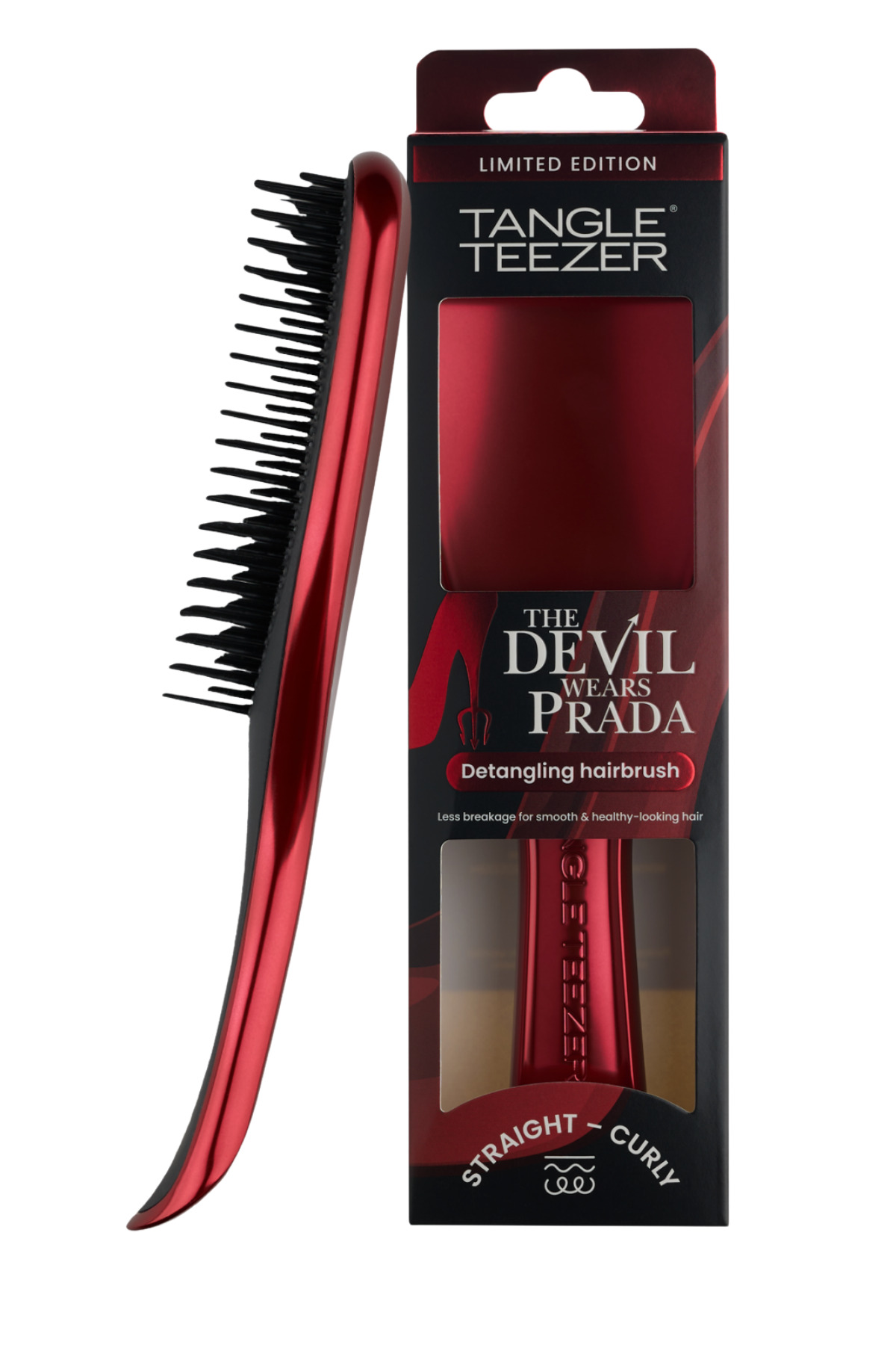 Tangle Teezer گیره تیزر برس و شانه موی کرومی قرمز شیطان پوش پرادا مدل Ultimate Detangler — قرمز 10201-097-3