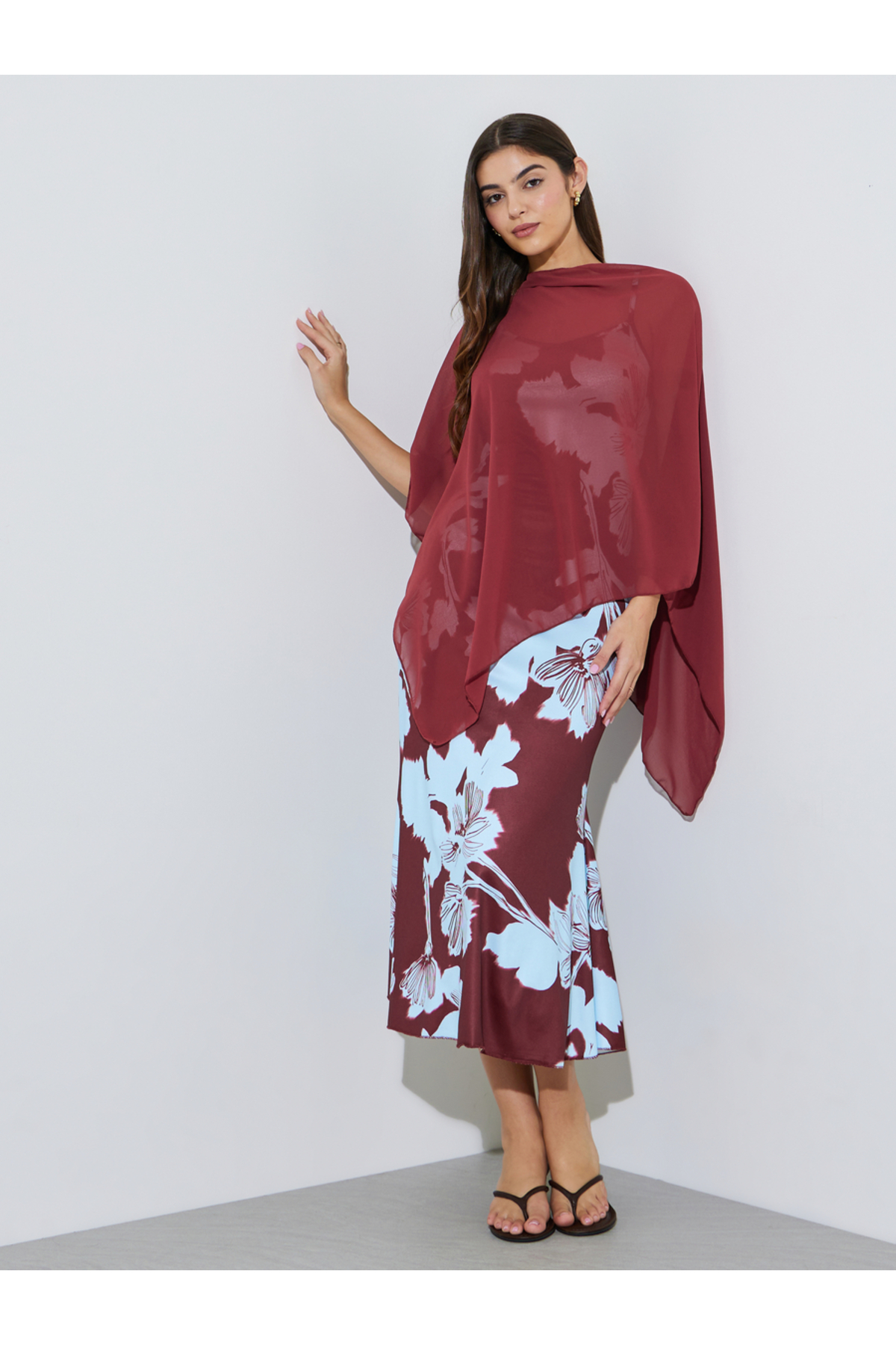 Styli Two-Piece Floral Print Sleeveless Midi Dress