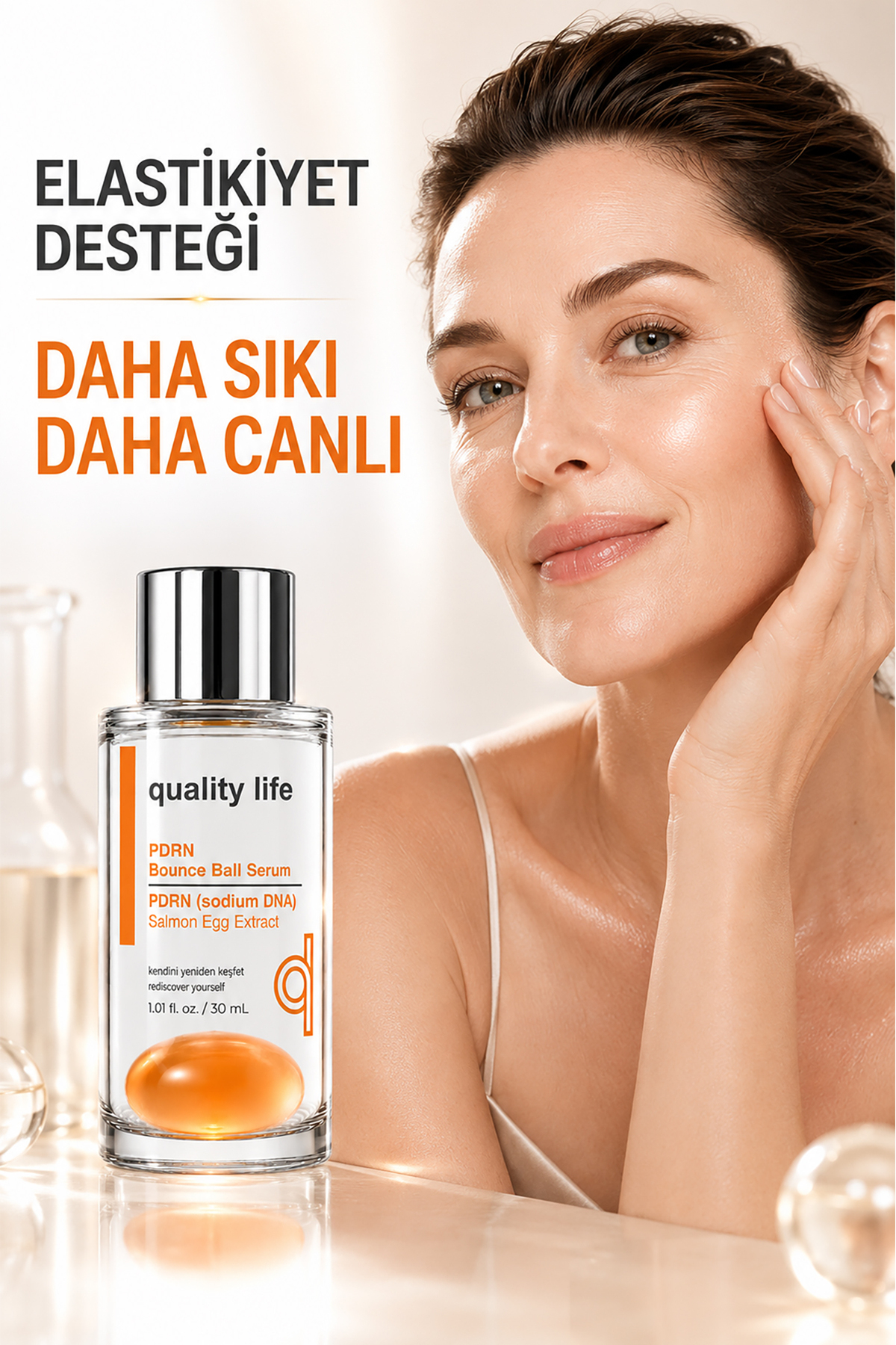 سرم دو فاز PDRN مدل Salmon DNA Bounce Ball NAD+، یک سرم دو فاز ترمیم کننده، بازسازی کننده و جوان کننده پوست است که به از بین بردن چین و چروک و خطوط ریز کمک می‌کند. — تصویر 7 از 8