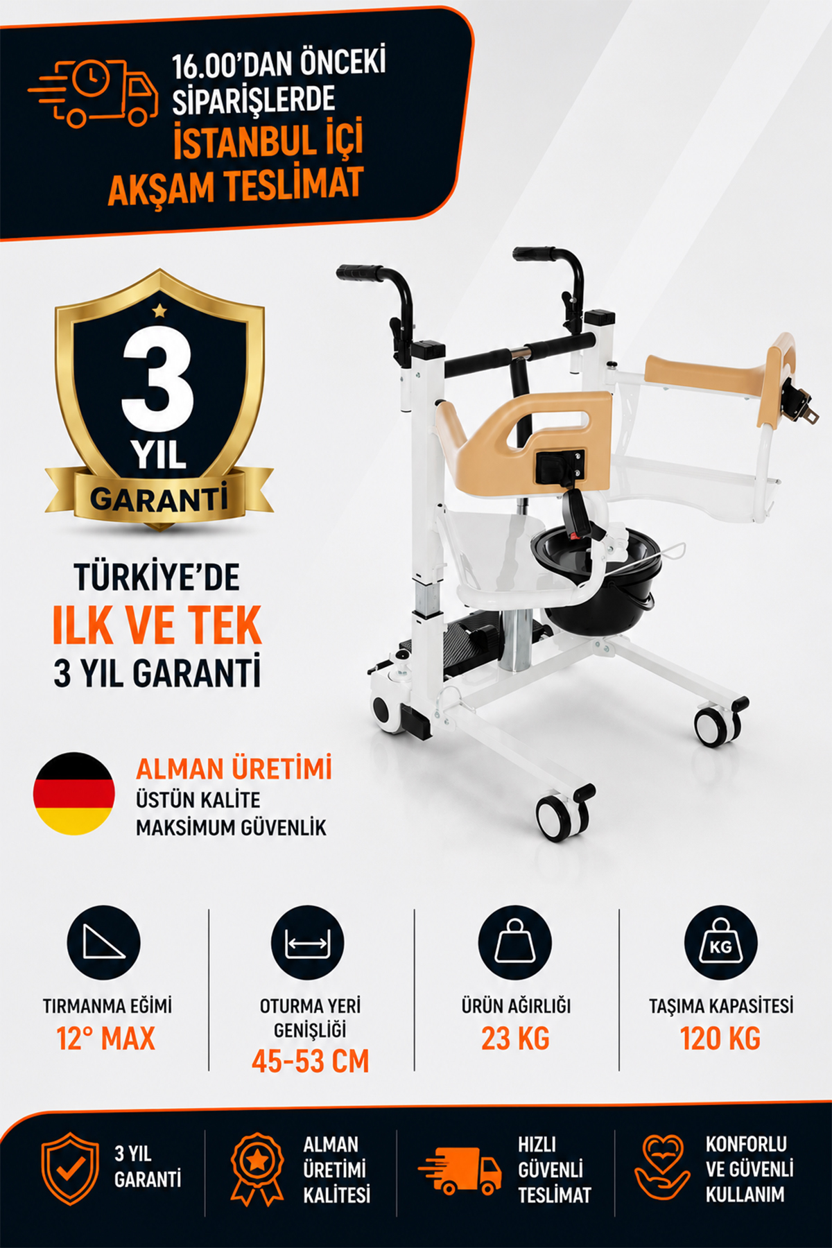 Römer R451 Tuvalet Özellikli Manuel Hasta Transfer Lifti – Ayak