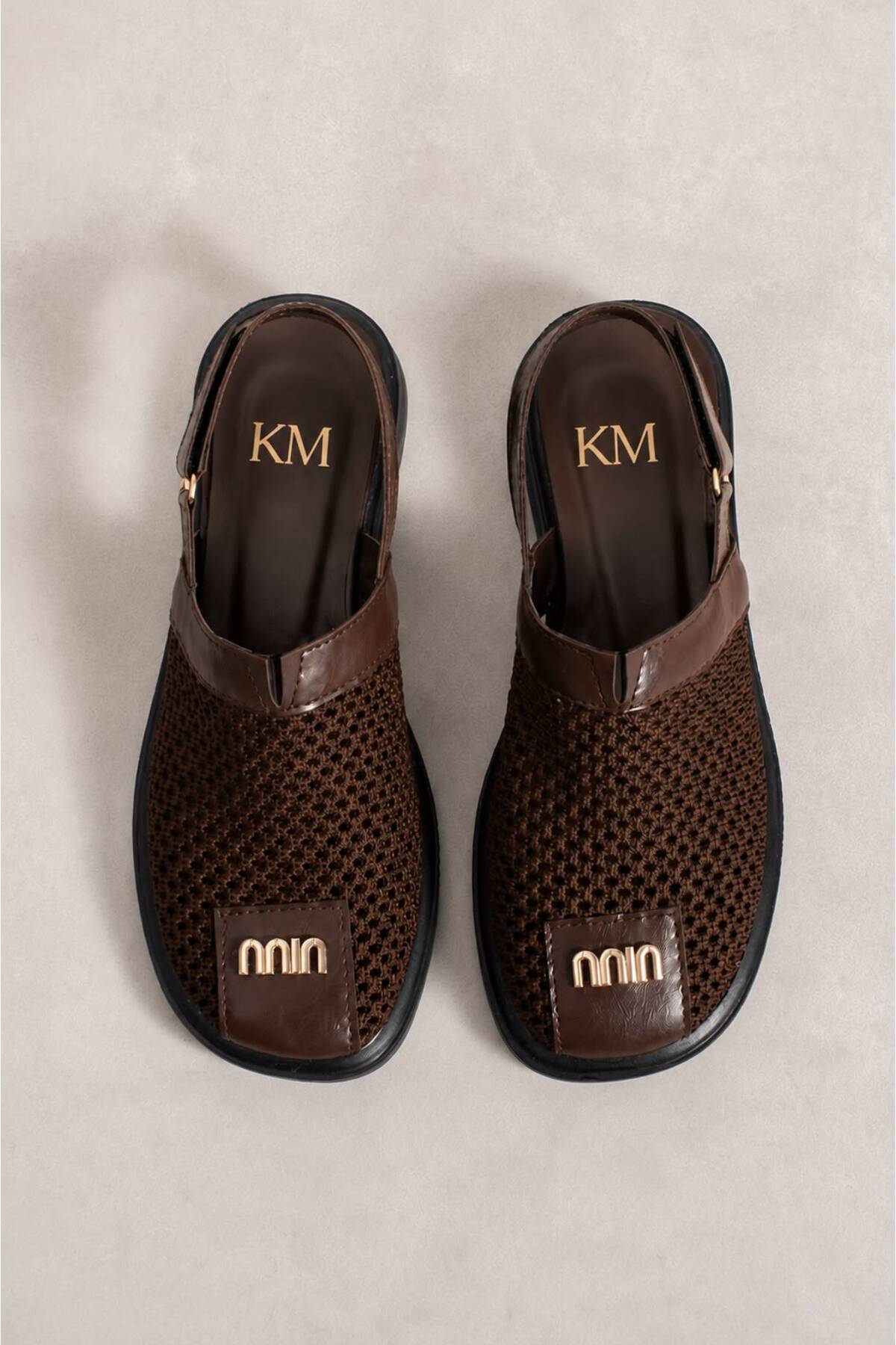KM shoes Women's Brown Knitted Detailed Comfortable Sandals