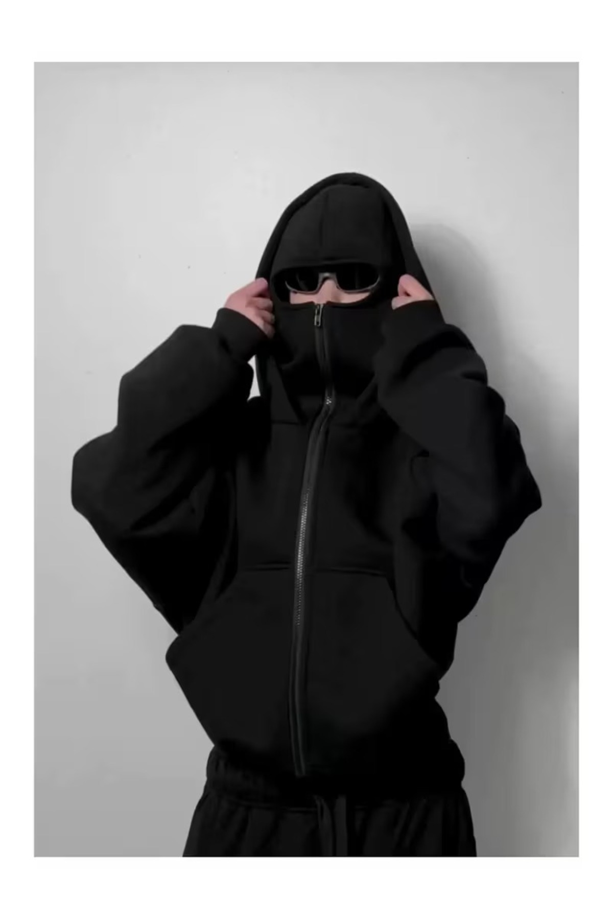 AZIZI TEKSTIL Kar Maskeli Ninja Unisex Sweatshirt Hırka 2iplik kalın polar görsel 2