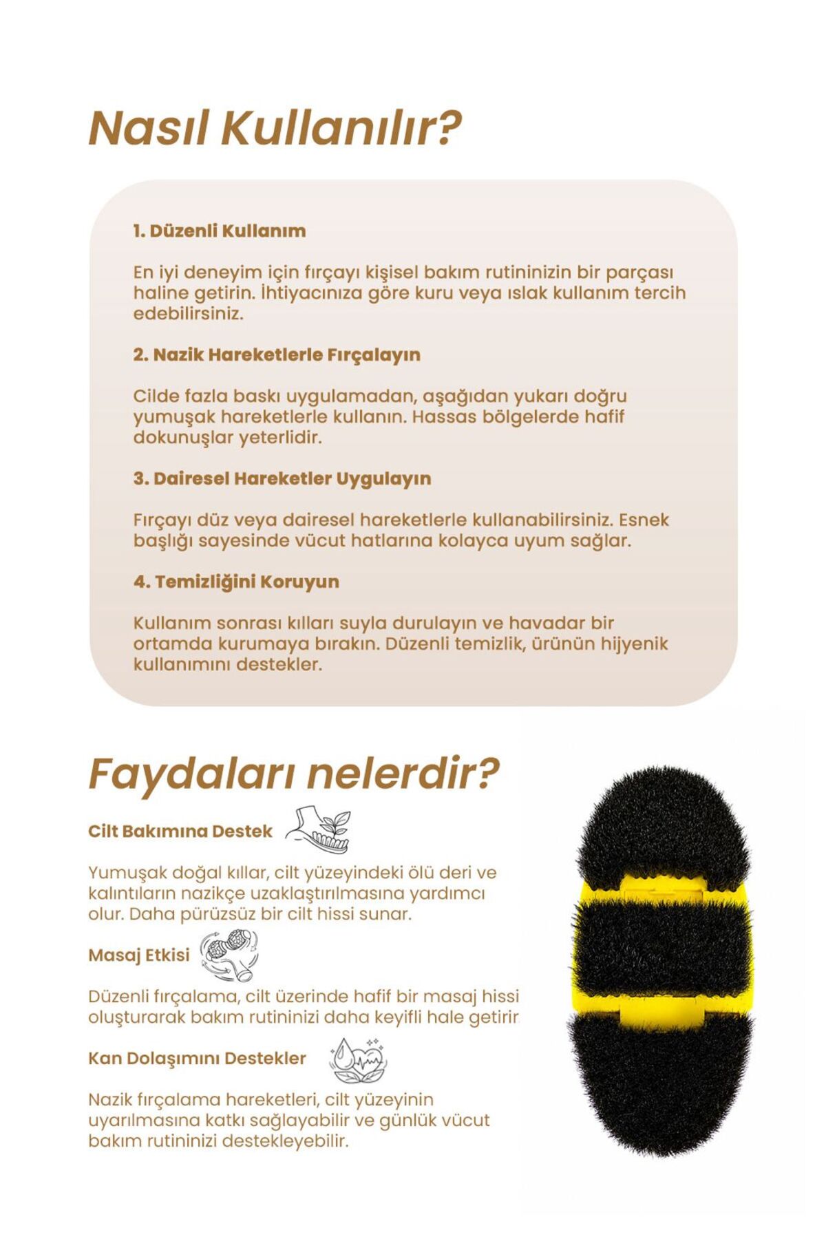 %100 At Kılı Selülit Fırçası Sarı Renk — AKF-01 — تصویر 3 از 3