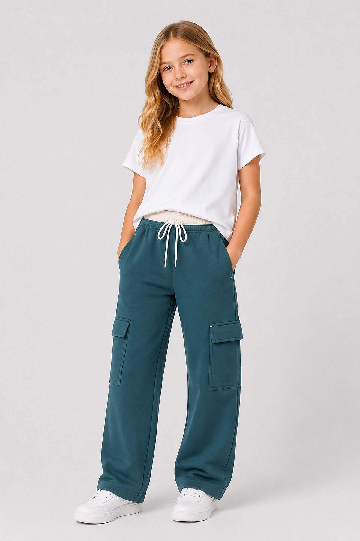 Tommy Life Forest Green Double Belted Cargo Pocket Palazzo Girls