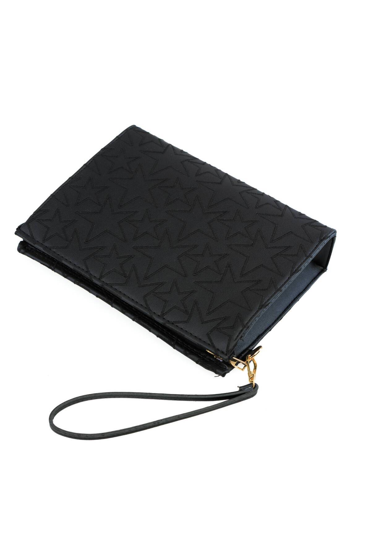 Shkup Kadın Yıldız Nakışlı Portföy El Çantası Bilek Askılı Şık Clutch Çanta görsel 3