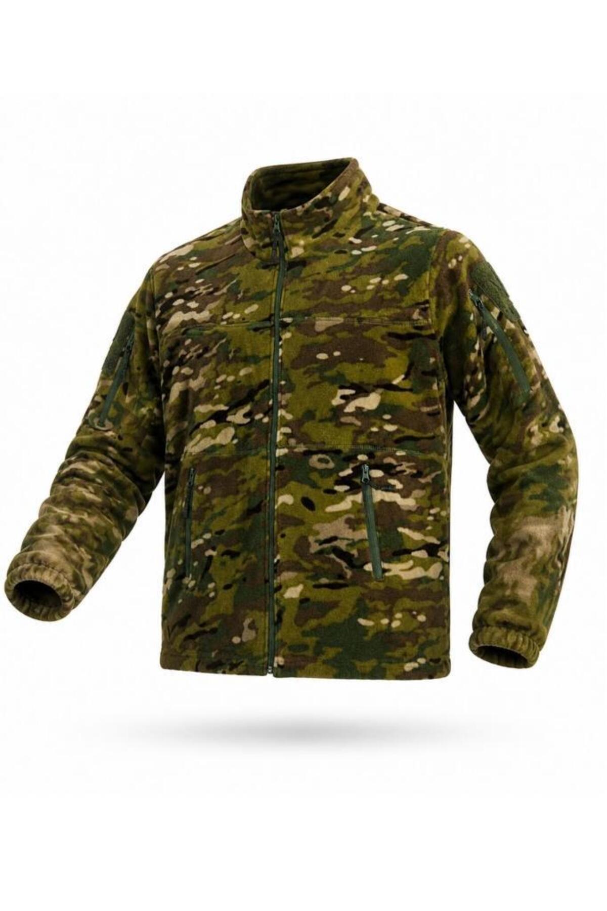 SINGLE SWORD Unisex Fermuarlı Taktik Polar Mont ve Hırka - Multicam Kamuflaj, S Beden