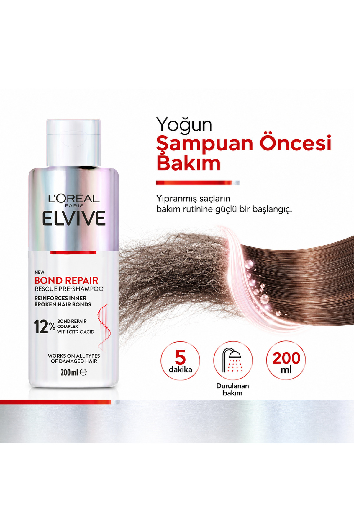 Elvive Bond Repair Şampuan Öncesi Kurtarıcı Onarıcı Bakım 200 ml — 3600524087593 — تصویر 7 از 7