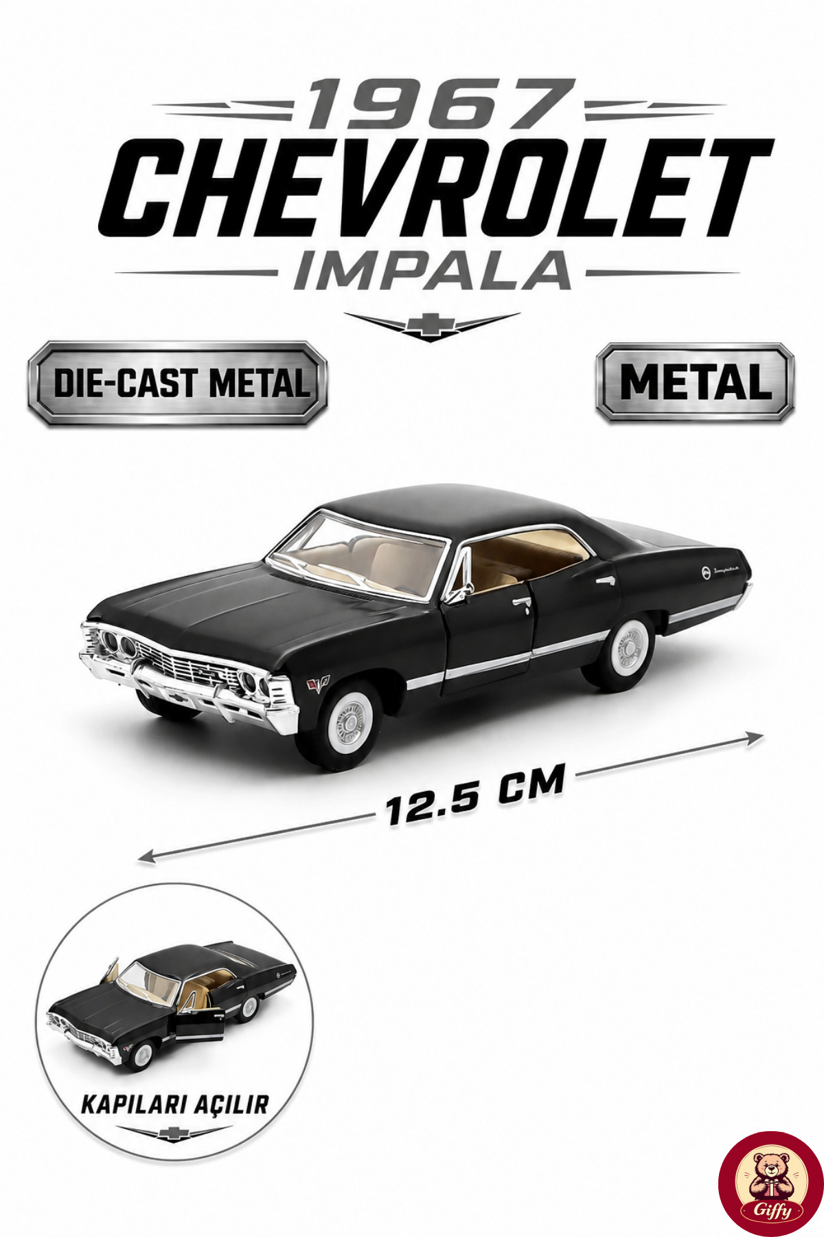 giffy Oyuncak 1967 Chevrolet Impala 1:43 Die Cast Metal Model