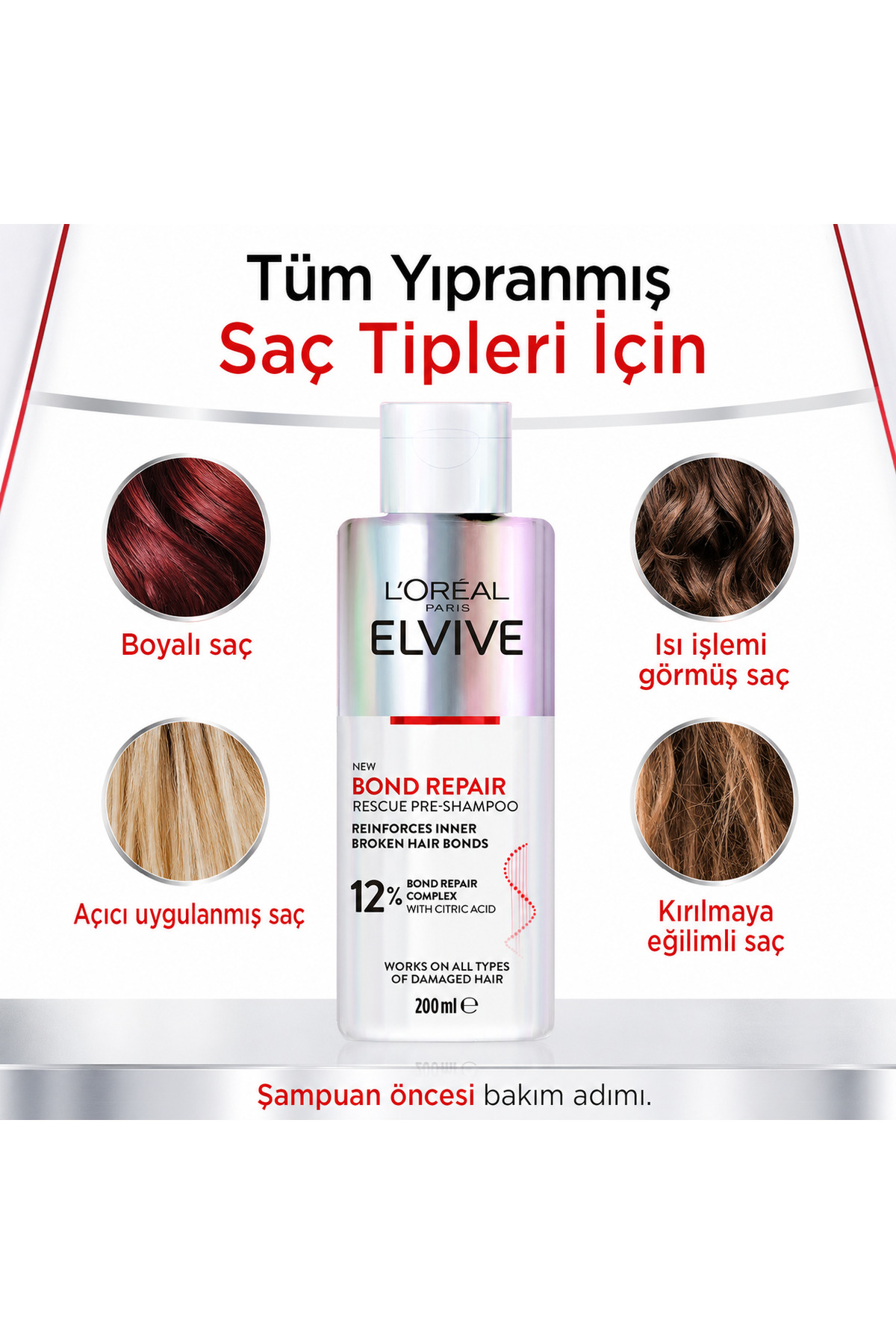 Elvive Bond Repair Şampuan Öncesi Kurtarıcı Onarıcı Bakım 200 ml — 3600524087593 — تصویر 4 از 7