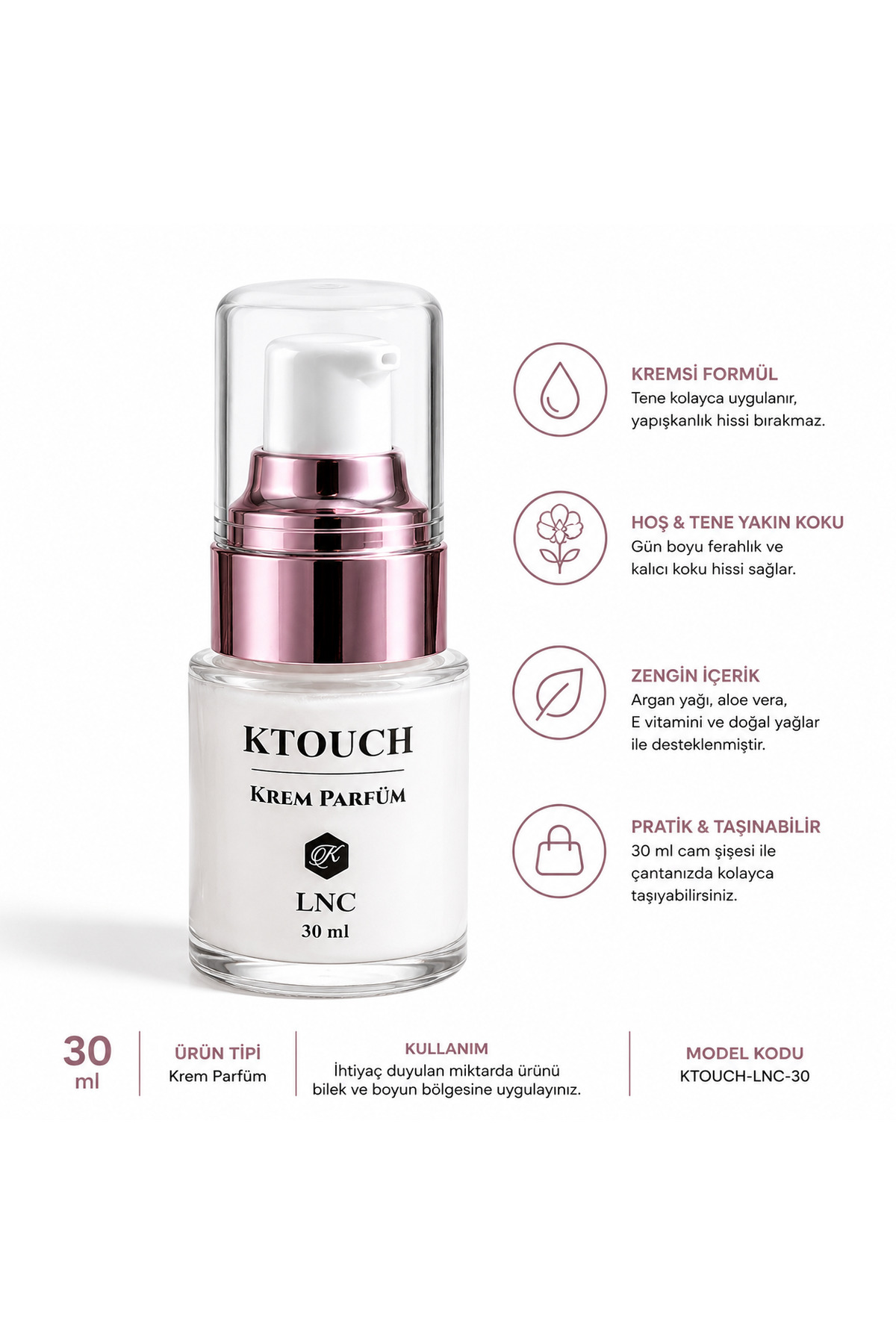 LNC Krem Parfüm 30 ml – Ten Parfümü — KTOUCH-LNC-30 — تصویر 2 از 2