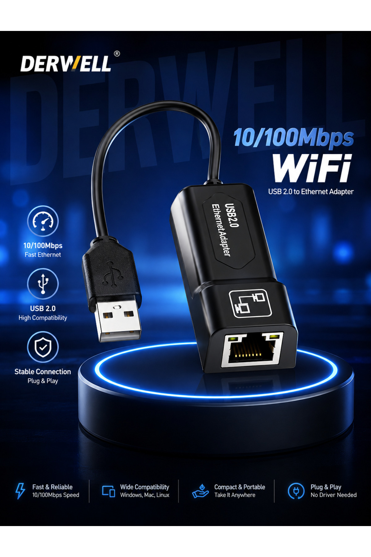 Yeni 2026 USB 2.0 Ethernet Ağ Kartı Adaptörü - 10/100 Mbps RJ45 Kablolu İnternet Dönüştürücü, Sürücüsüz Tak ve Çalıştır Çevirici, Laptop Bilgisayar ve PC Uyumlu Kesintisiz Veri Aktarımı