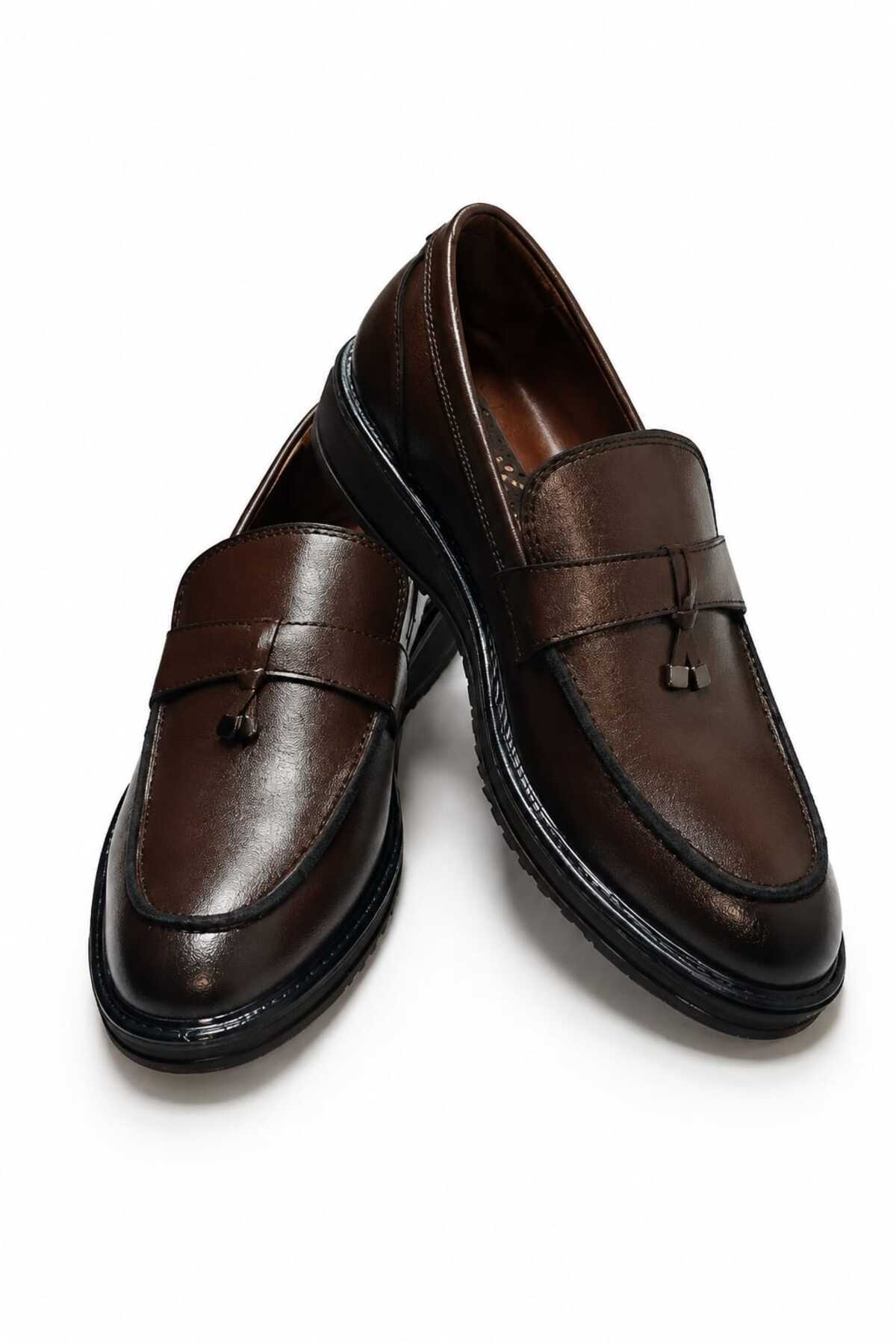 KİNGLE Erkek Kahverengi Klasik Loafer, Şık Günlük & Klasik Ayakkabı 1364 görsel 2