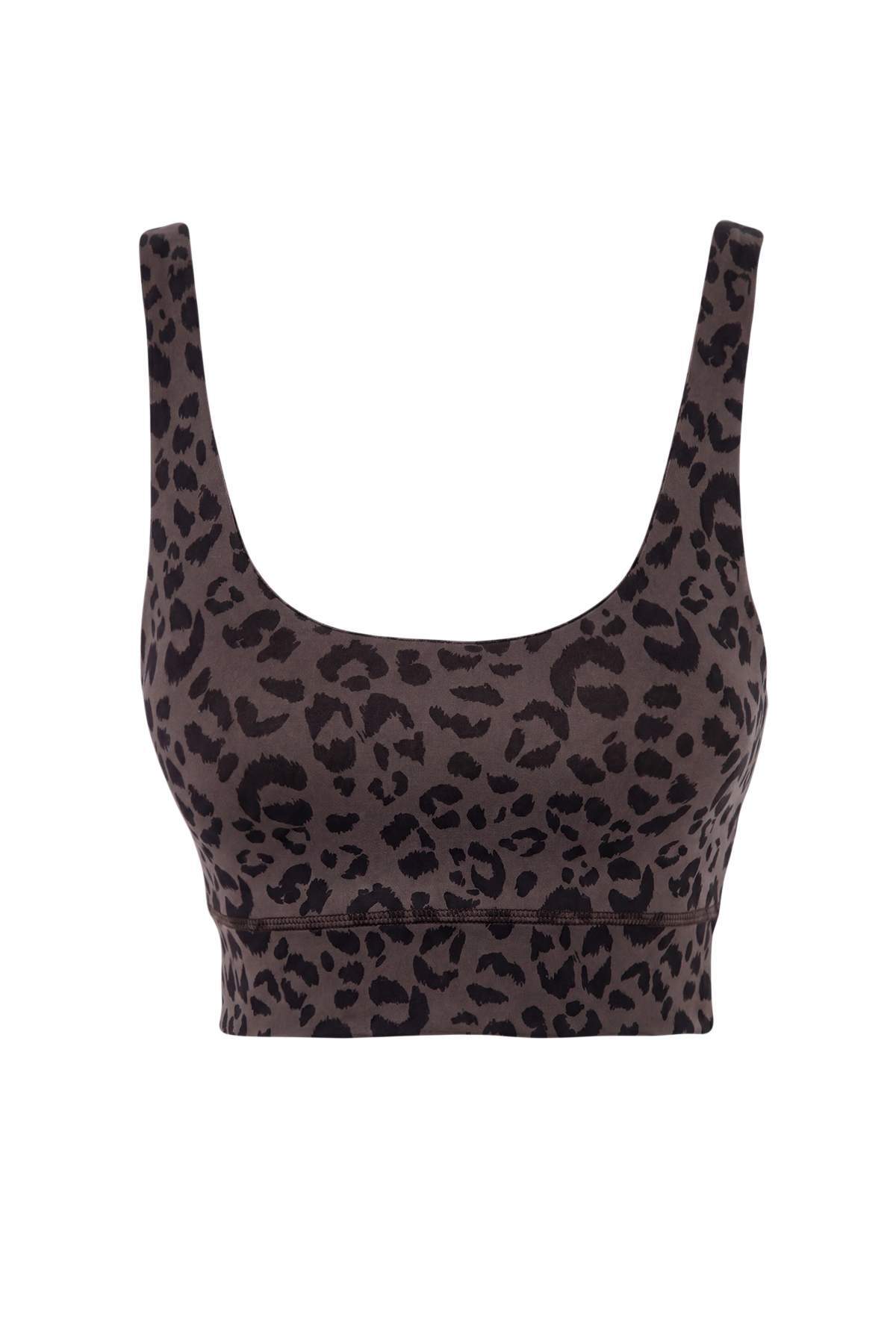 Trendyolmilla Kahverengi-Çok Renkli Fırçalı Scuba Kaplı Spor Sütyeni THMSS24SS00008