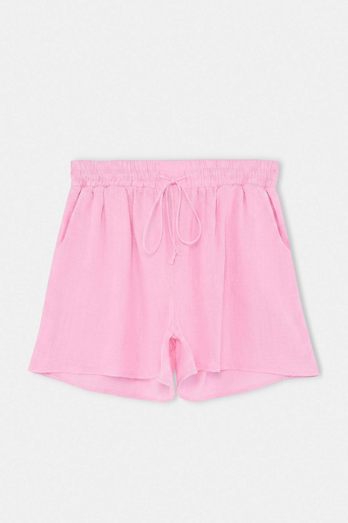 Trendyolmilla Curve Plaj Giyim Pembe Dokuma Yüksek Bel Şort & Bermuda TBBSS26AP00005