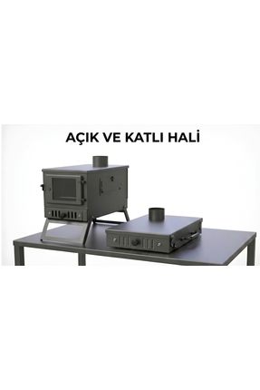 demirnesil Katlanır KUZİNELİ 2MM Çelikten Çift Tarafı Camlı Kül Hazneli Kamp ...