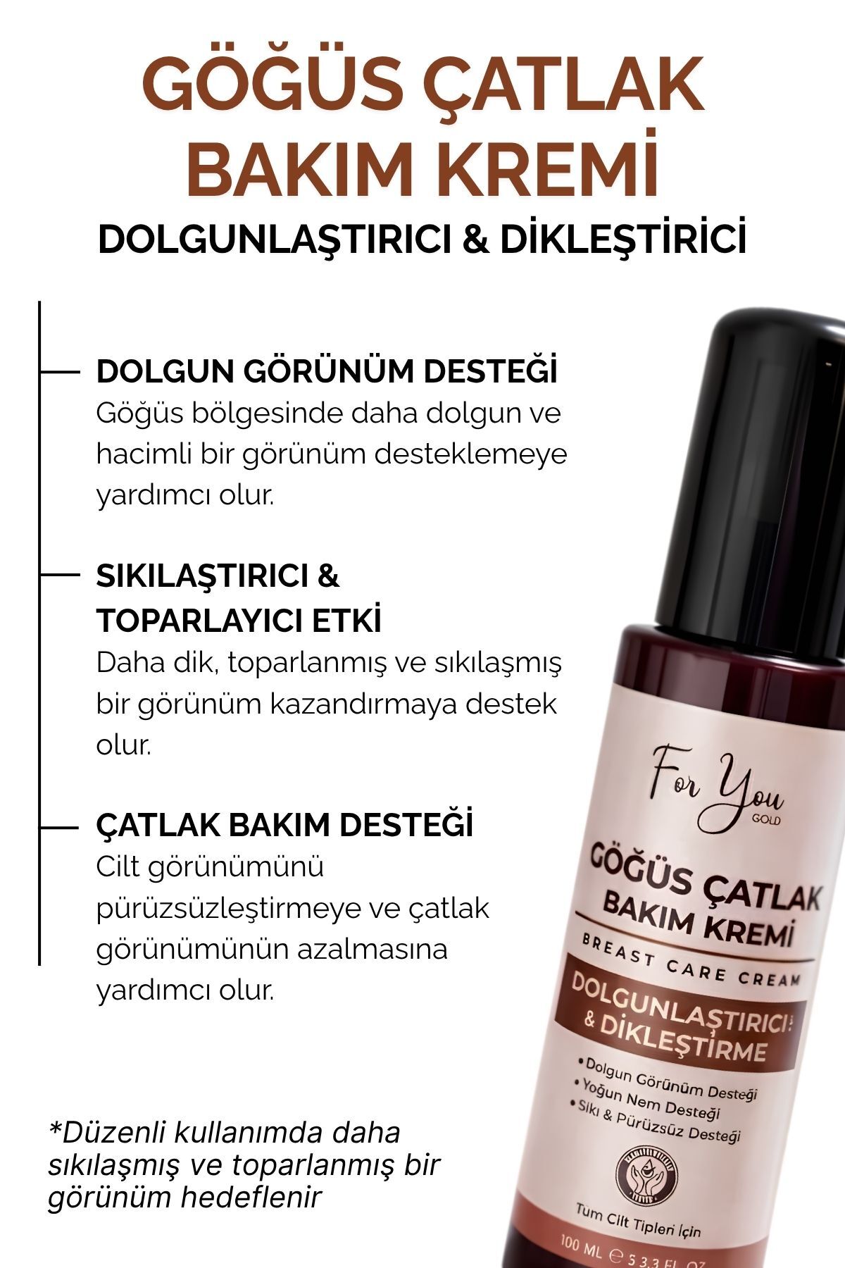 Göğüs Dolgunlaştırıcı Çatlak Bakım Kremi l Dikleştirici & Dolgun Görünüm Destekleyici 100 ml — dolguncat — تصویر 3 از 8