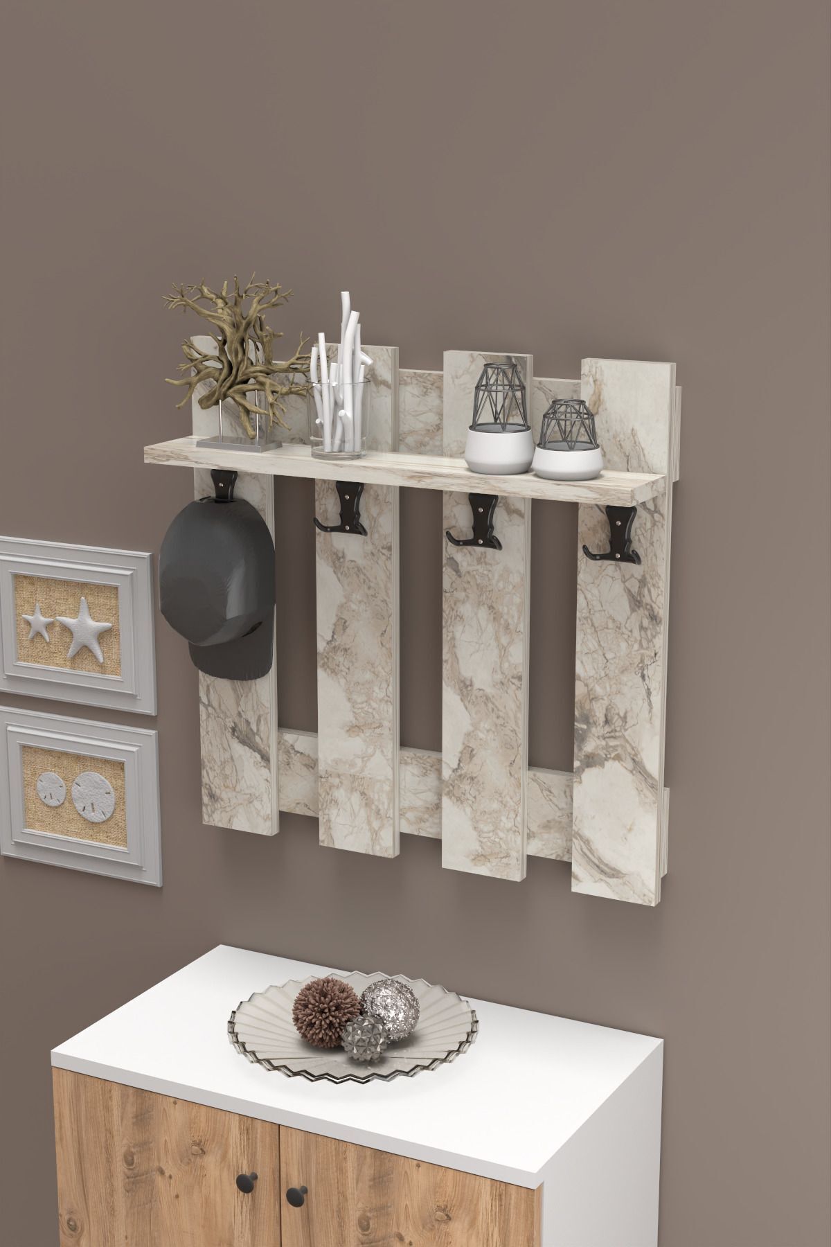 Goldfalez Country Duvar Askılığı Beyaz 60 cm görsel 4