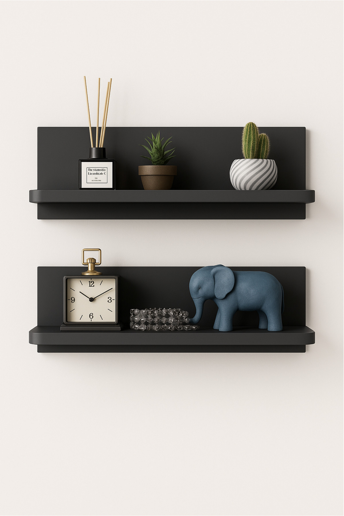 2 x 72 cm Anthracite Grey Decorative Oval Corner Wall Shelf