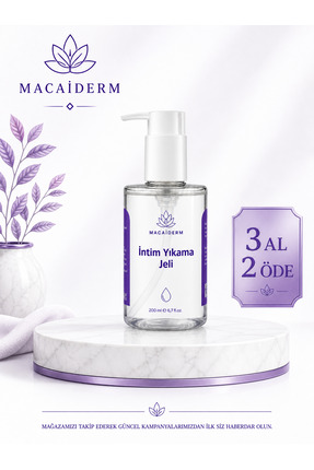 Macaiderm Genital Bölge İntim Yıkama Jeli 200 ml Ferahlatıcı Temizleyici Günl...