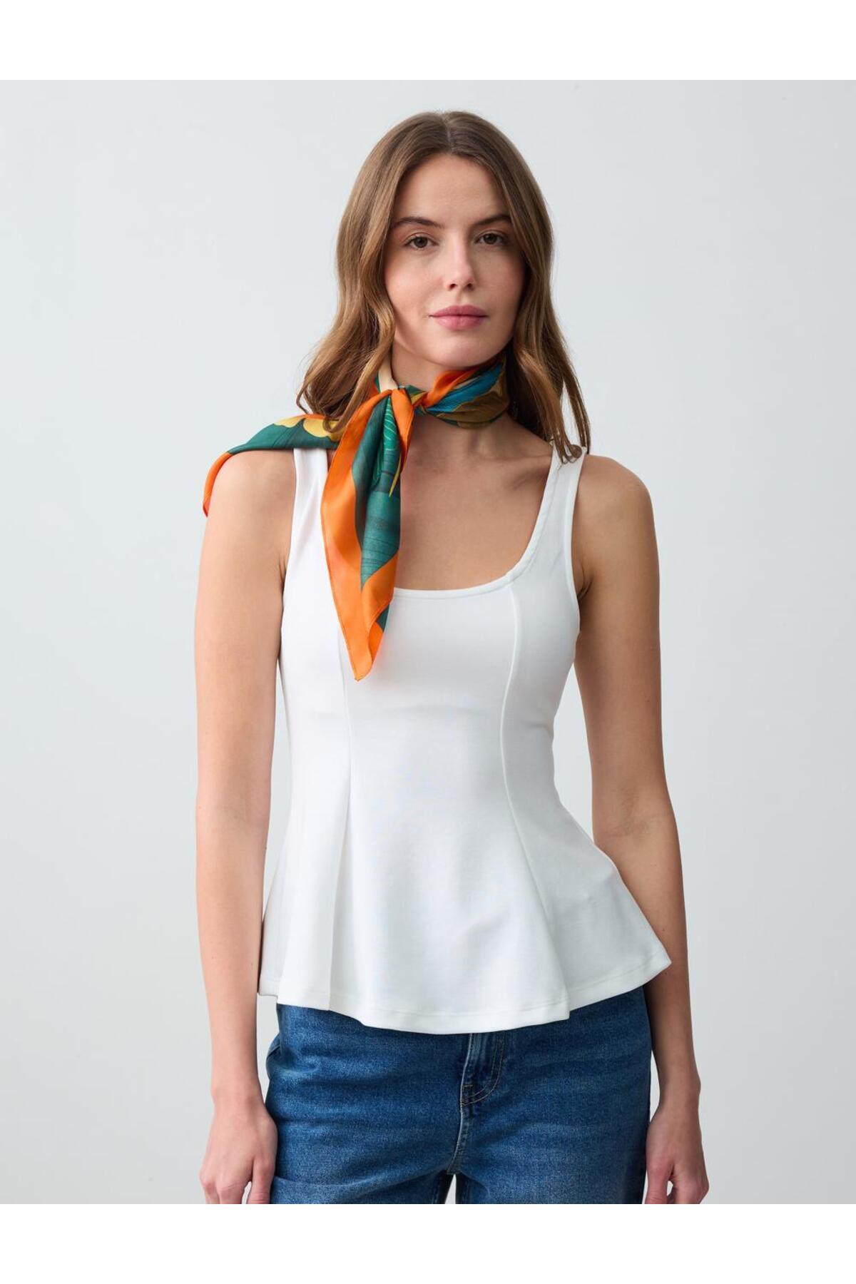 White Slim Fit U-Neck Sleeveless Modal Knitted Singlet