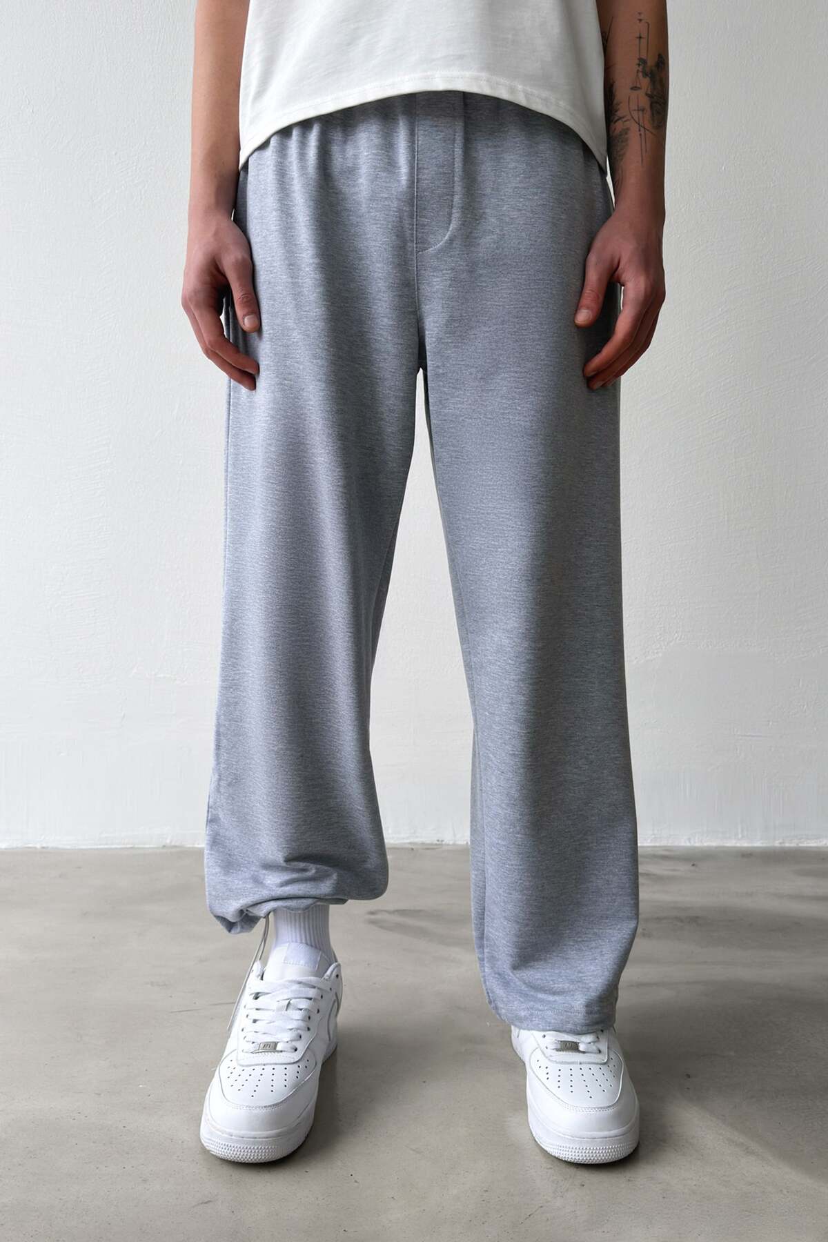 Flaw Wear Basic Paça Stoper Gri Melanj Eşofman Altı