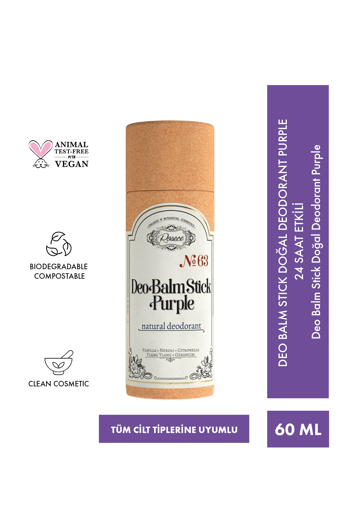 Rosece Deo Balm Stick Purple | Doğal Koltuk Altı Deodorant Roll On