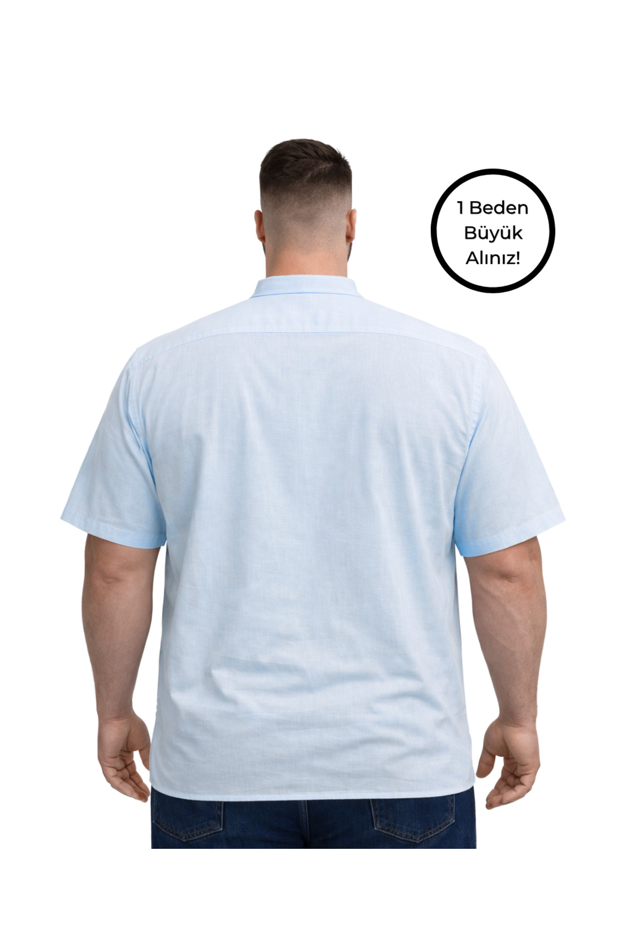BattalModa Erkek Büyük Beden Mint Çift Cepli Kısa Kollu Gömlek 3XL-4XL-5XL-6XL-7XL-8XL görsel 3