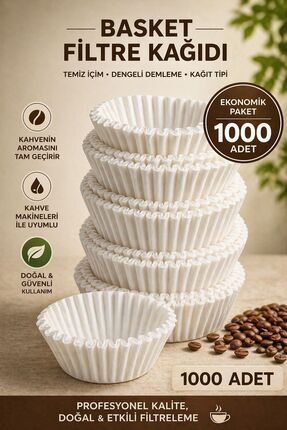 Kahveciniz 250/90 Basket Filtre Kahve Kağıdı 1000 Adet Kahve Filtre Kağıdı