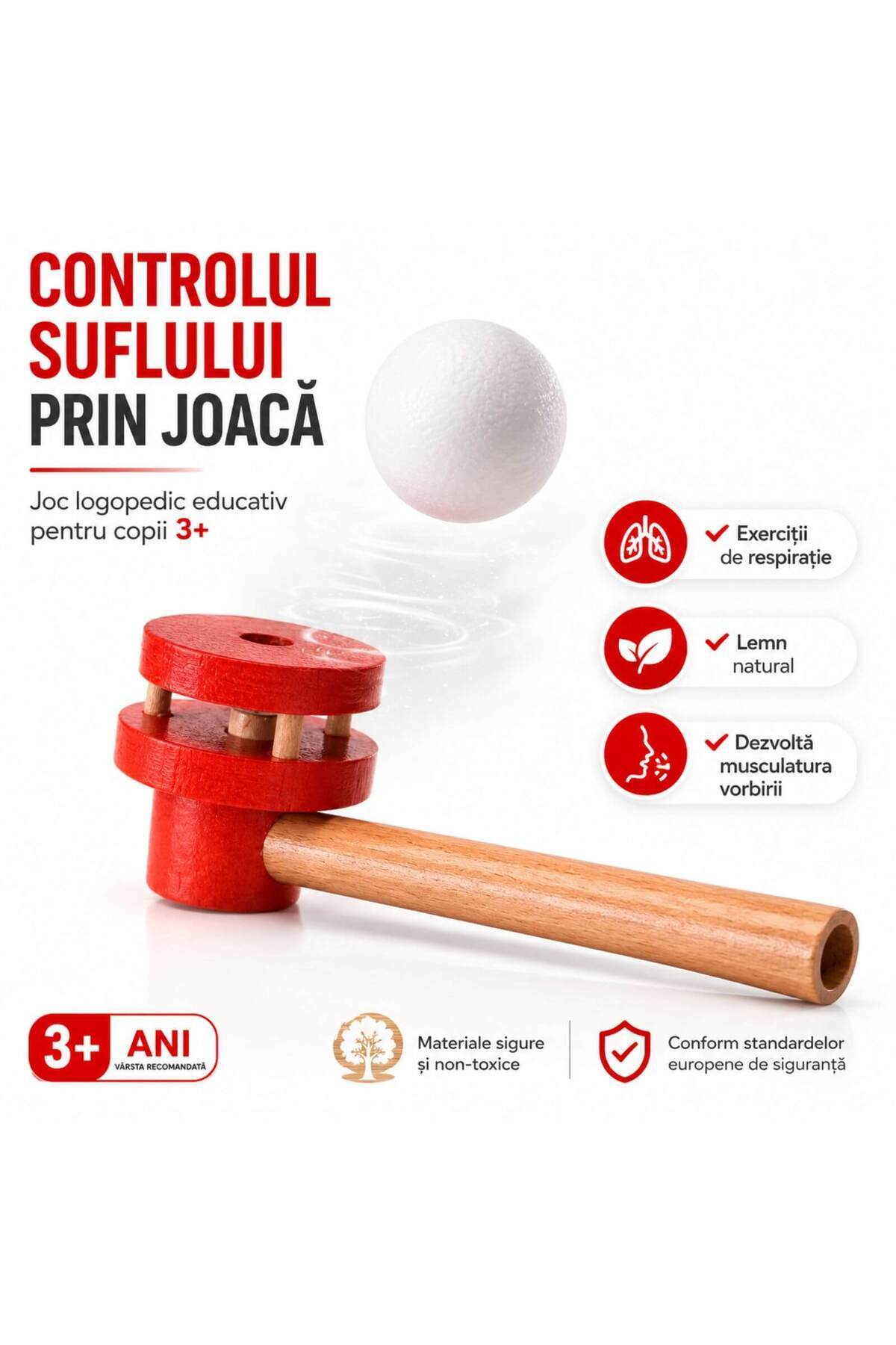 Mideer Joc de suflat logopedic pentru copii, intarirea musculaturii vorbirii,...